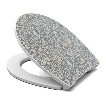banjado WC-Sitz Motiv Blaues Ornament (umweltfreundliches Material & Take-Off Technologie, Softclose Absenkautomatik), 45 x 38,4 x 4,2cm