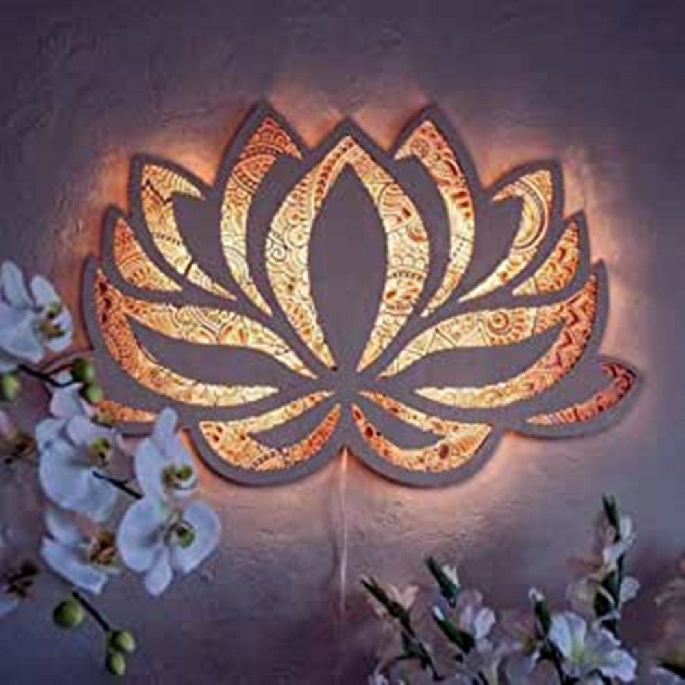 Lighting Ambient Dekoratives XDOVET Yoga Home Lotus Licht,7 Farbenfrohe LED, Licht Lichterkette -Leuchten Mandala Lampe Dekorativer Nachtlicht,Hölzernes 2