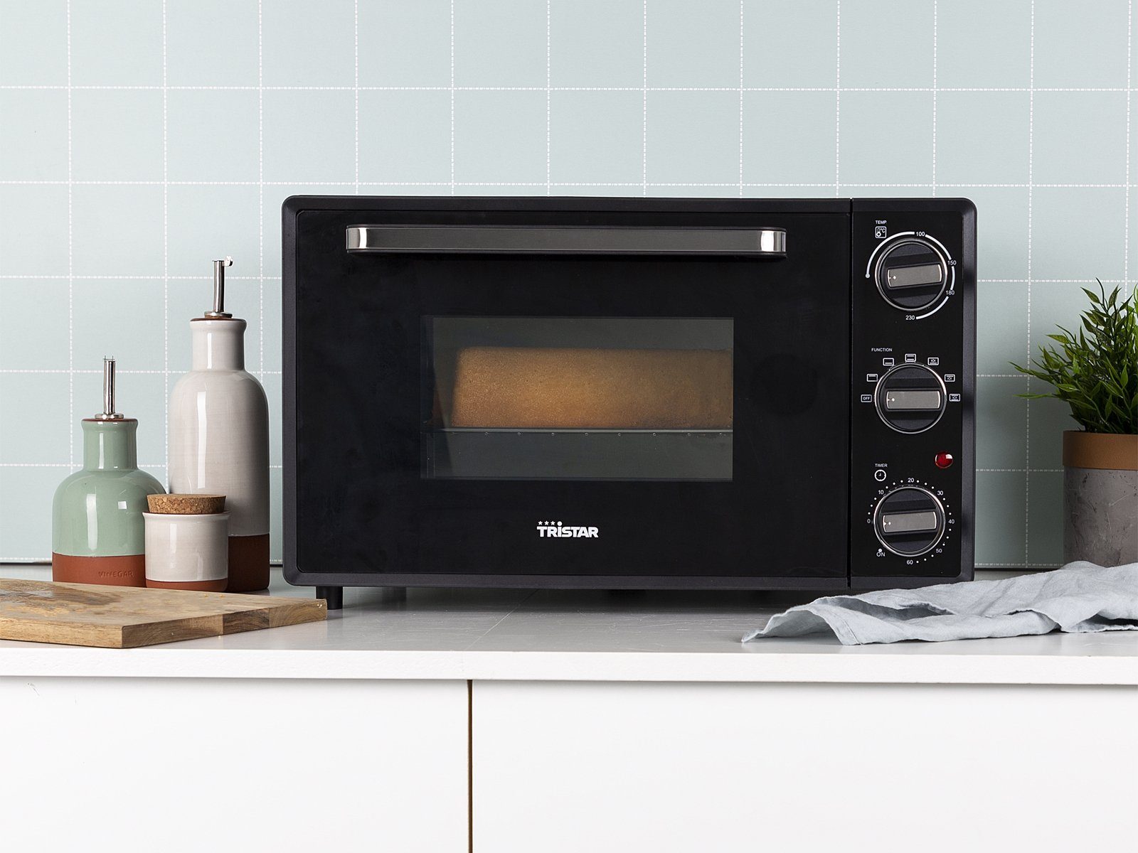Tristar Minibackofen, Kleiner 28L Tisch-Backofen Mini-Ofen mit Umluft & Timer Pizzabackofen