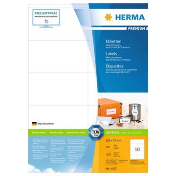 HERMA Etiketten Etiketten PREMIUM Permanent Haftend A4 105x57 mm 100 Blätter