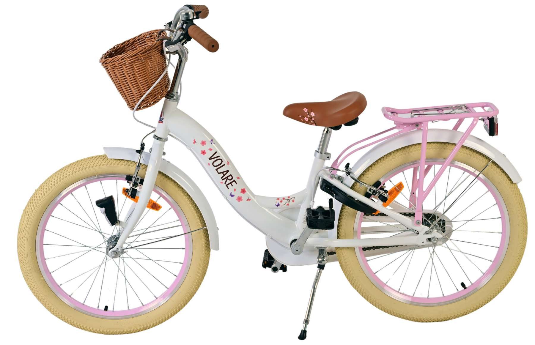 Volare Kinderfahrrad Volare Blossom Kinderfahrrad für Mädchen - 20 Zoll – Weiß, Korb für kleine Gegenstände, geschlossener Kettenschutz