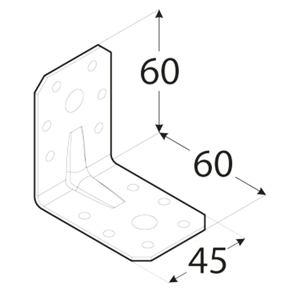 Systafex® Winkelverbinder 60x Schwerlast Winkelverbinder Lochwinkel Winkel 60x60x45mm mit Sicke, LxB: 60x45 mm, feuerverzinkt, (60-St), verzinkt