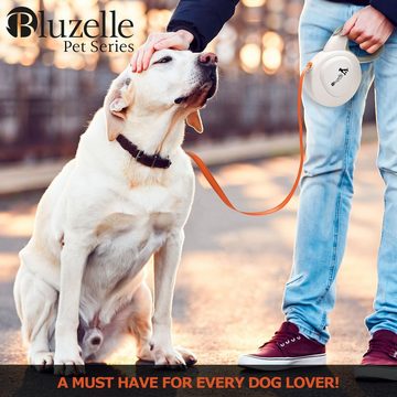 Bluzelle Rollleine, Nylon, Hundeleine für Hunde bis 50kg - 8m Rolleine mit Reflektor Gurt & Haken