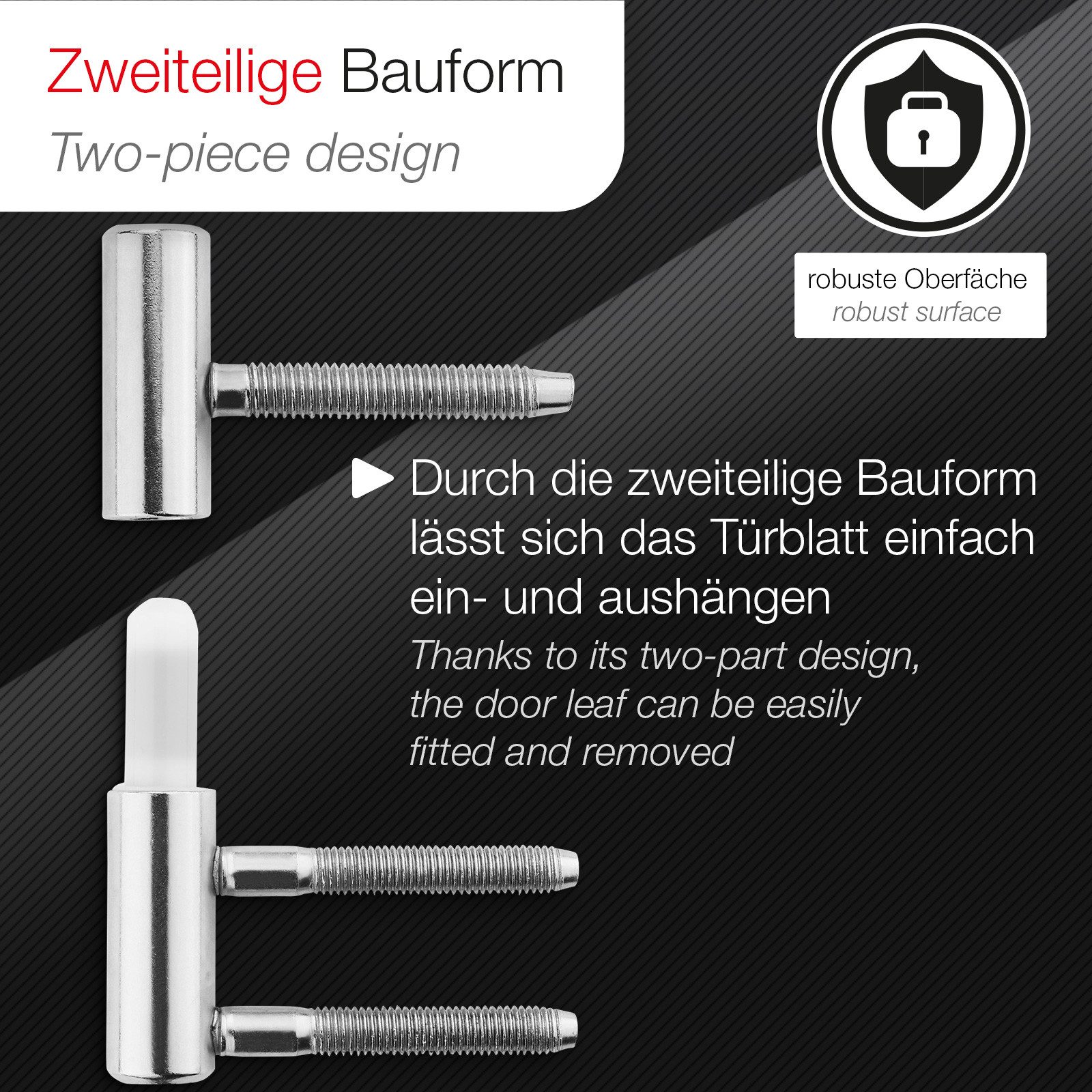 SO-TECH® Türbeschlag Türband OLAV Ø 15 mm DIN-konform für Holz- oder Stahlzargen (1 St), 2-teilig Ø15mm vernickelt - für Holzzargen