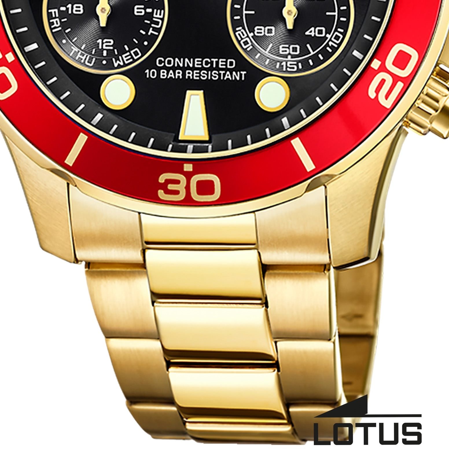 Lotus Chronograph Lotus Herrenuhr Edelstahl gold Lotus, (Chronograph), Herren Armbanduhr rund, groß (ca. 44,5mm), Edelstahl