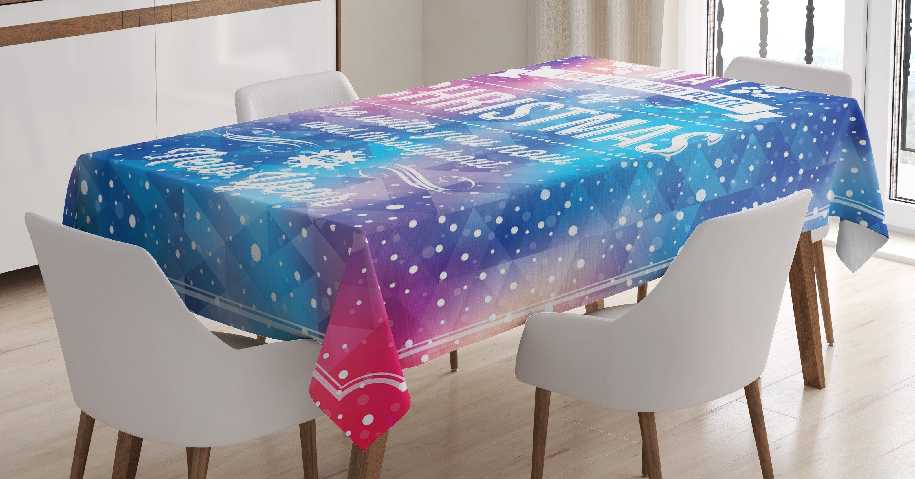 Abakuhaus Tischdecke Farbfest Waschbar Für den Außen Bereich geeignet Klare Farben, Weihnachten polygonal Zusammenfassung