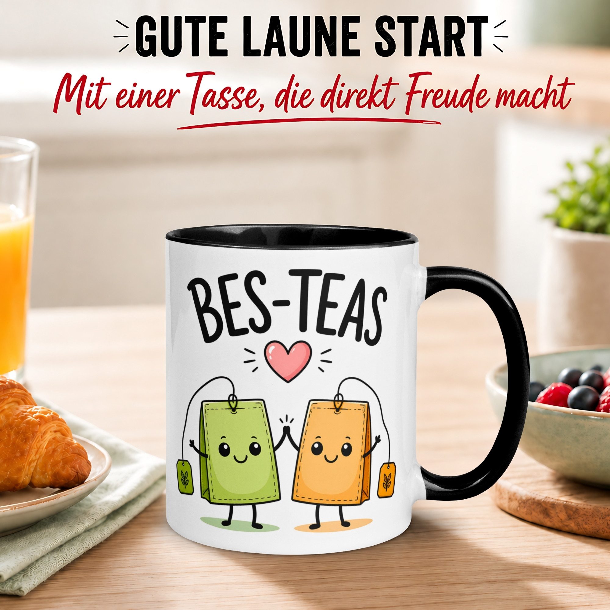 Momentals Tasse Freundschaft – Bes-Teas – Geschenk Besties Beste Freundin Freund, Gratis Versand · Links-&Rechtshänder · Spülmaschinenfest