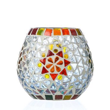MARELIDA Windlicht Windlicht Mosaik Glas Kerzenhalter Teelichthalter Teelichtglas H: 11cm (1 St)