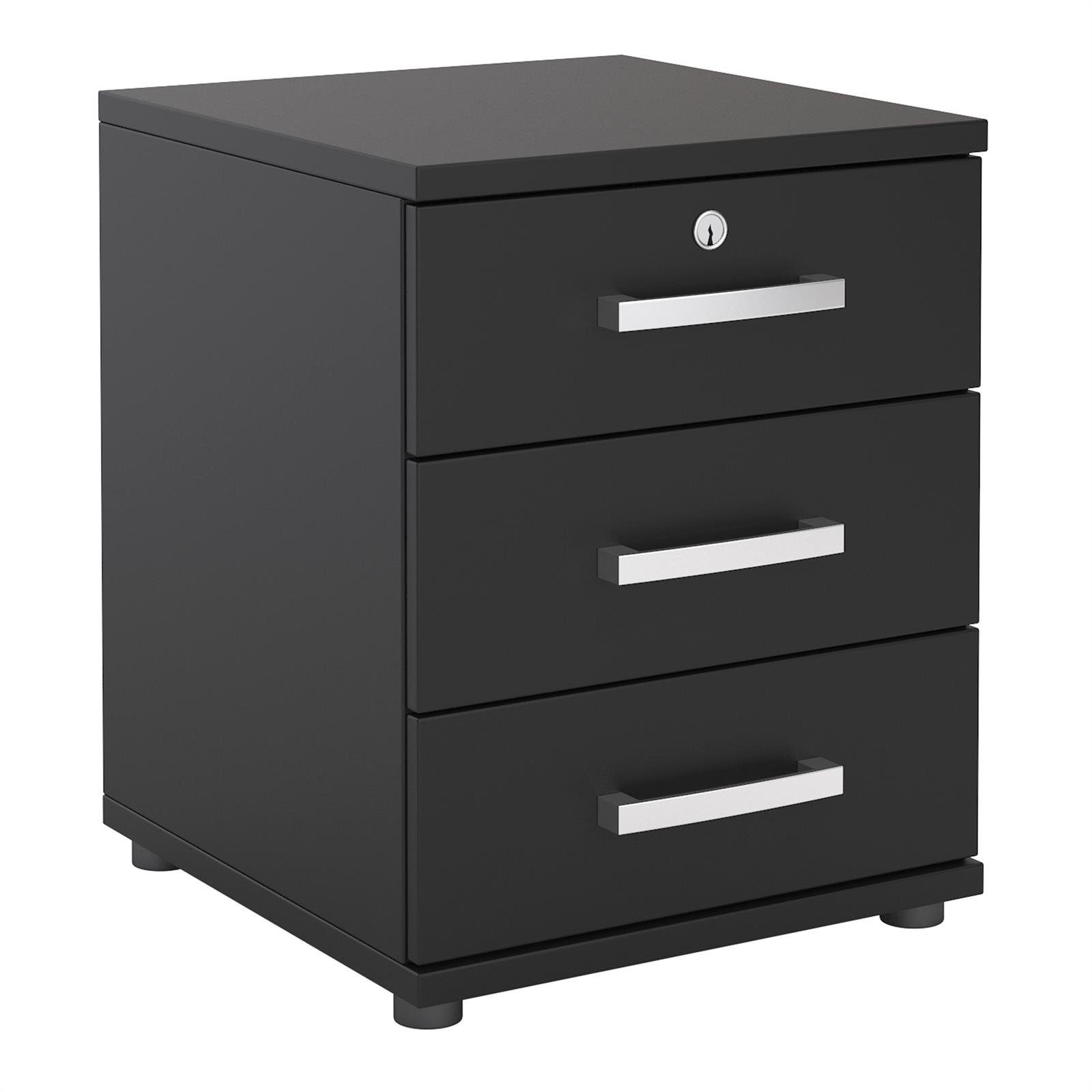 CARO-Möbel schwarz Rollcontainer TORONTO, Schreibtischcontainer Büroschrank Bürocontainer abschließbar