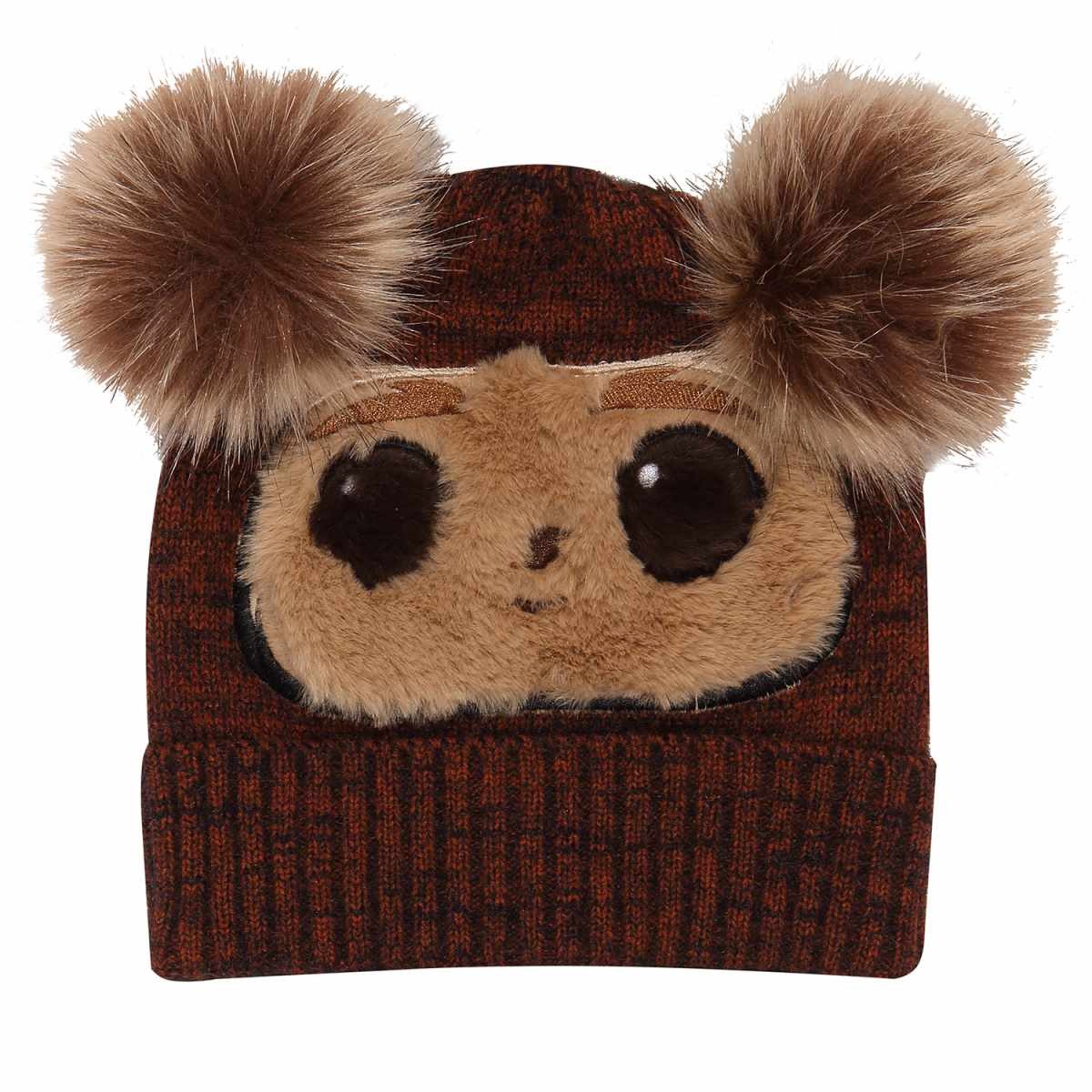 Star Wars Beanie Ewok Fluffy Face Beanie Bommelmütze Wintermütze Strickmütze