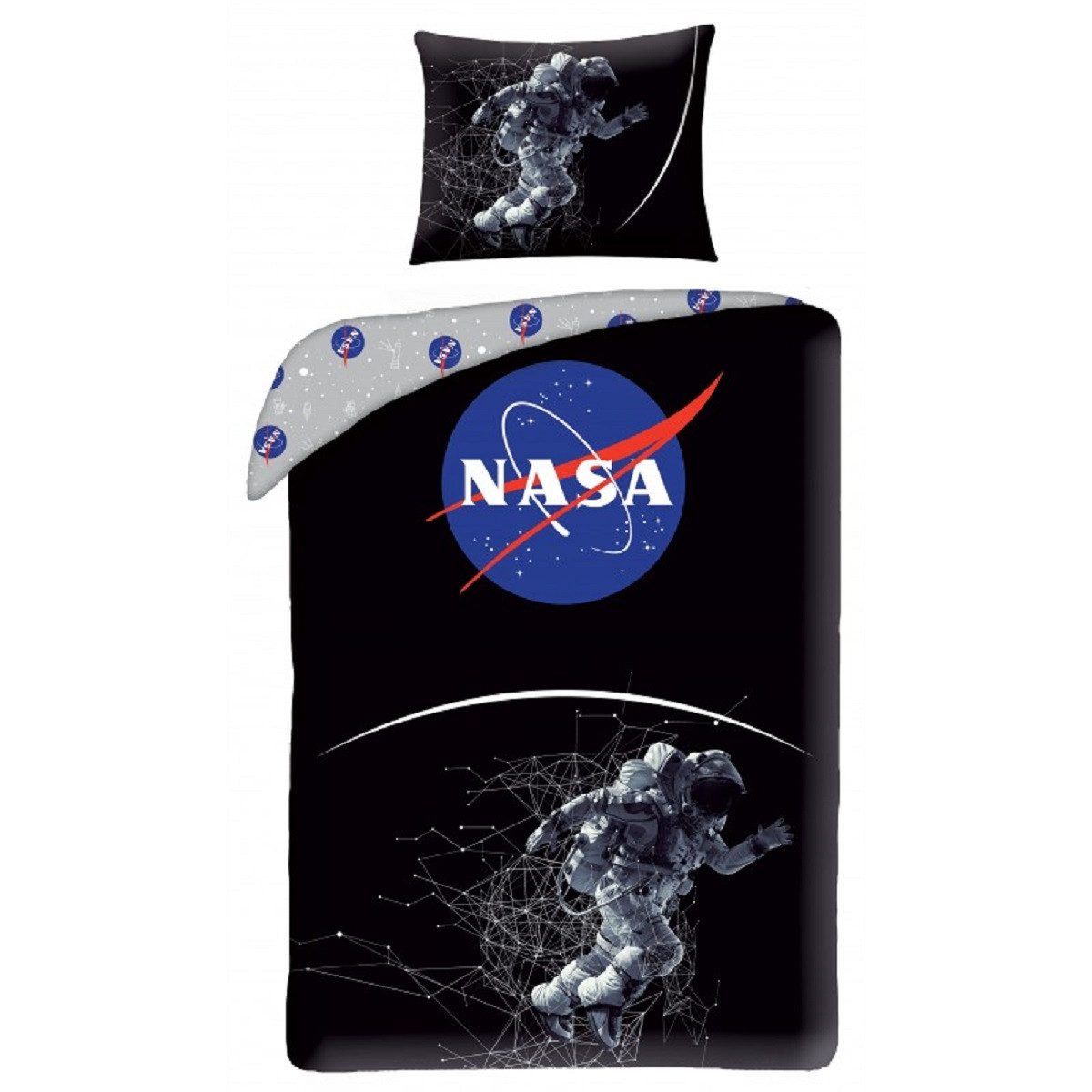 NASA Bettwäsche Set Baumwolle Bettdeckenbezug 140 × 200 cm mit 70 × 90 cm Kissenbezug, 2 teilig