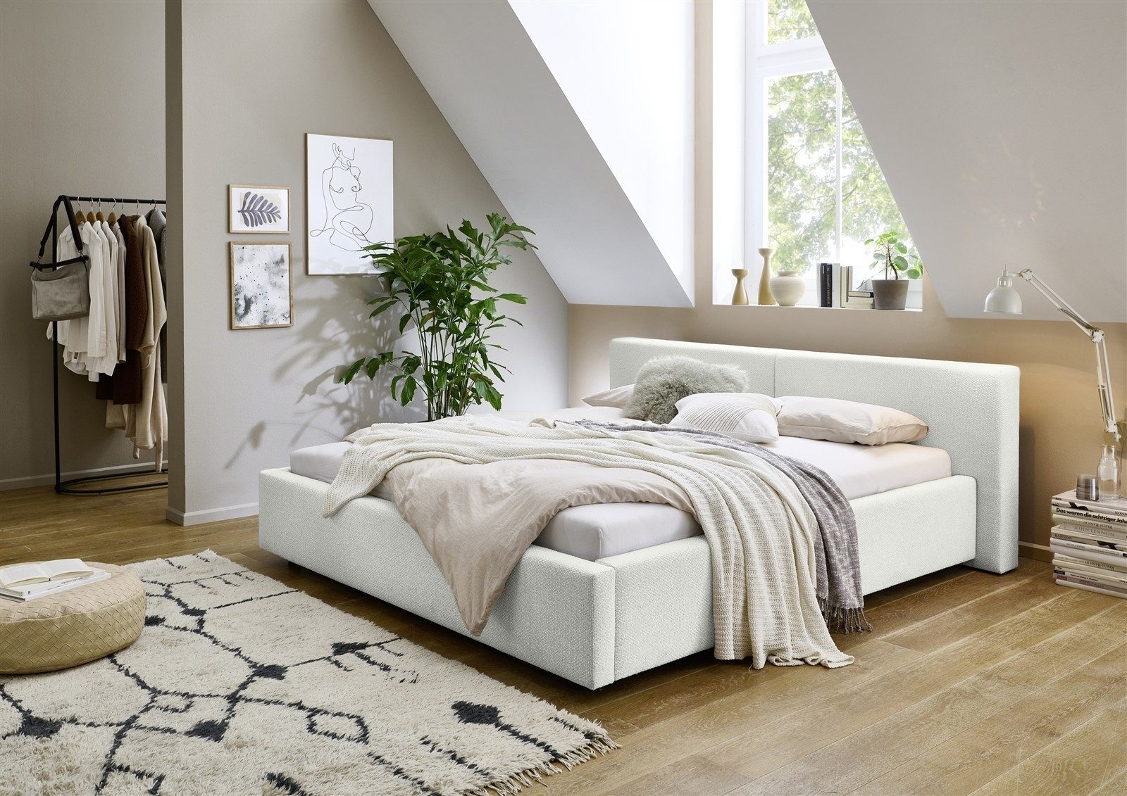 freiraum Polsterbett Cube, Liegefläche 160x200cm, weiß, Stellmaß: 200x82x227cm (BxHxT)