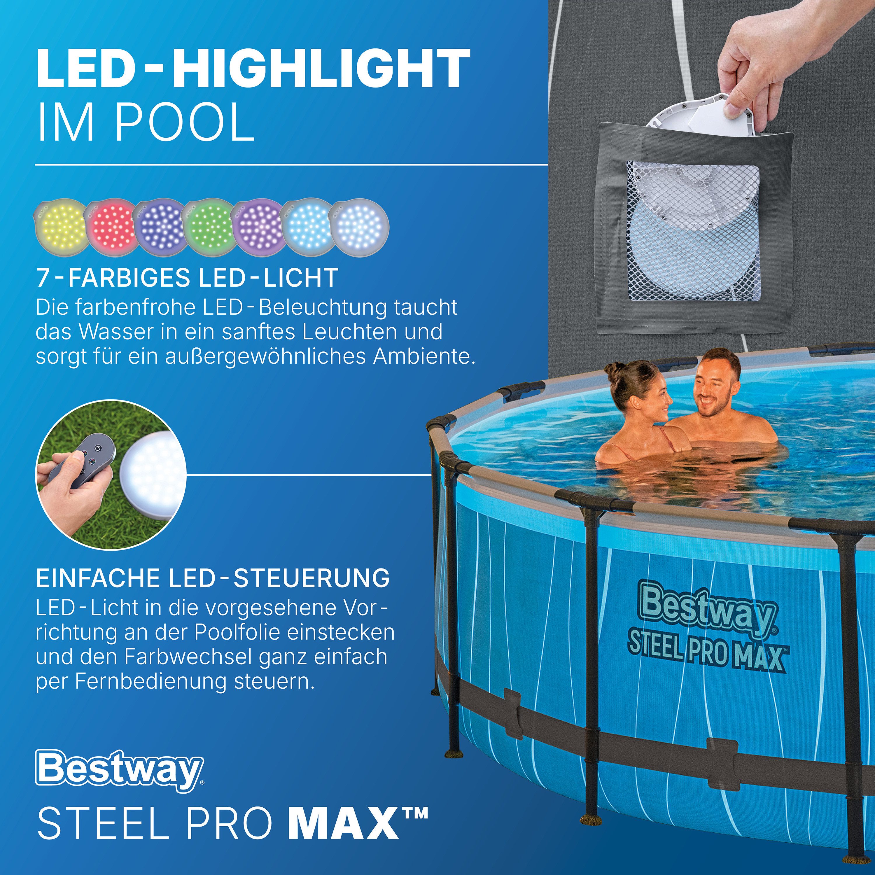 Bestway Framepool Steel Pro MAX (Packung, ohne Zubehör), Ø 457 x 107 cm