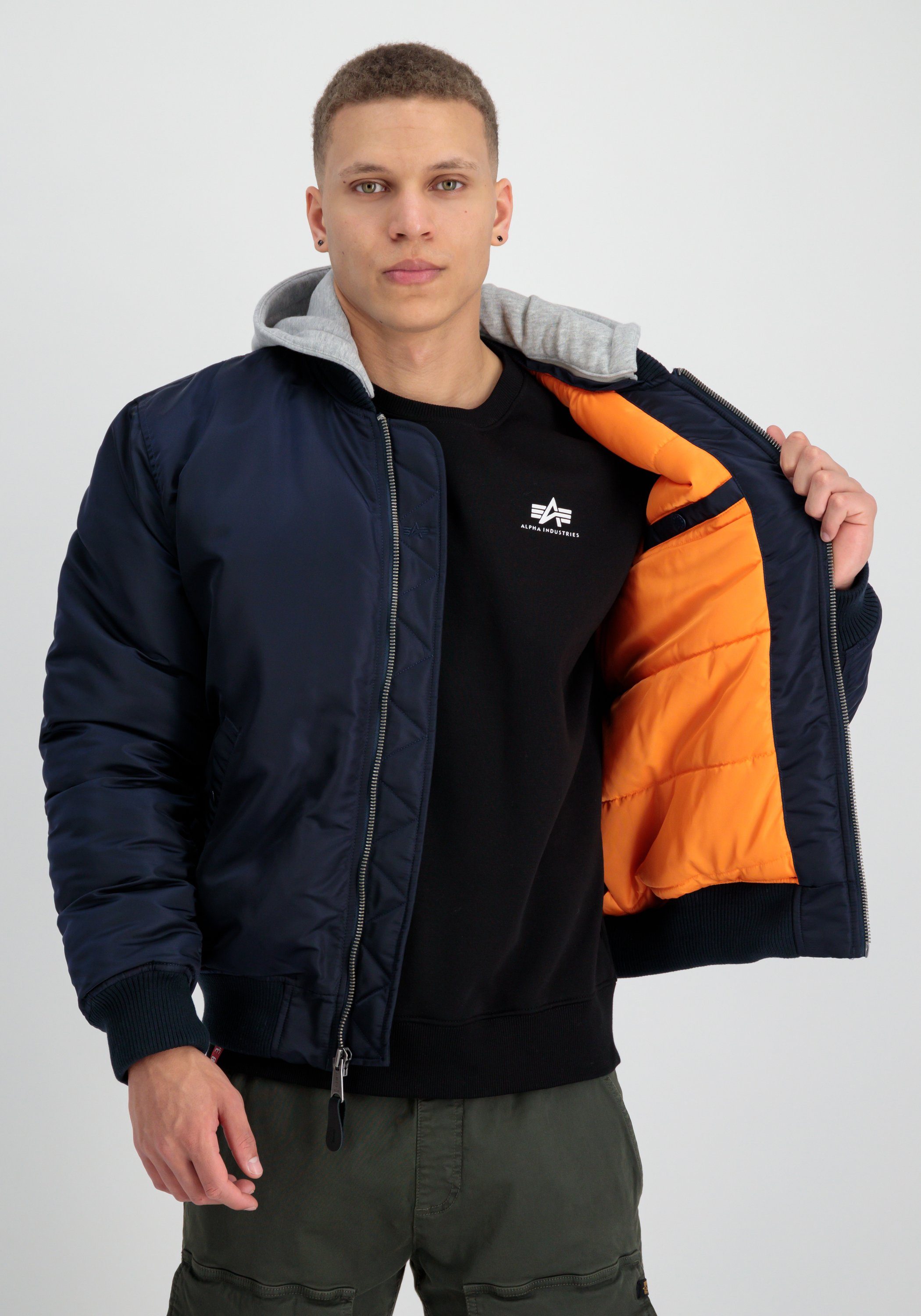 Alpha Industries Bomberjacke MA-1 Zip Hood Back EMB