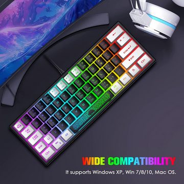 ZIYOU LANG RGB-Chroma-Hintergrundbeleuchtung Gaming-Tastatur (mit Immersives Spielerlebnis, halbmechanisches Tastenkappendesign)