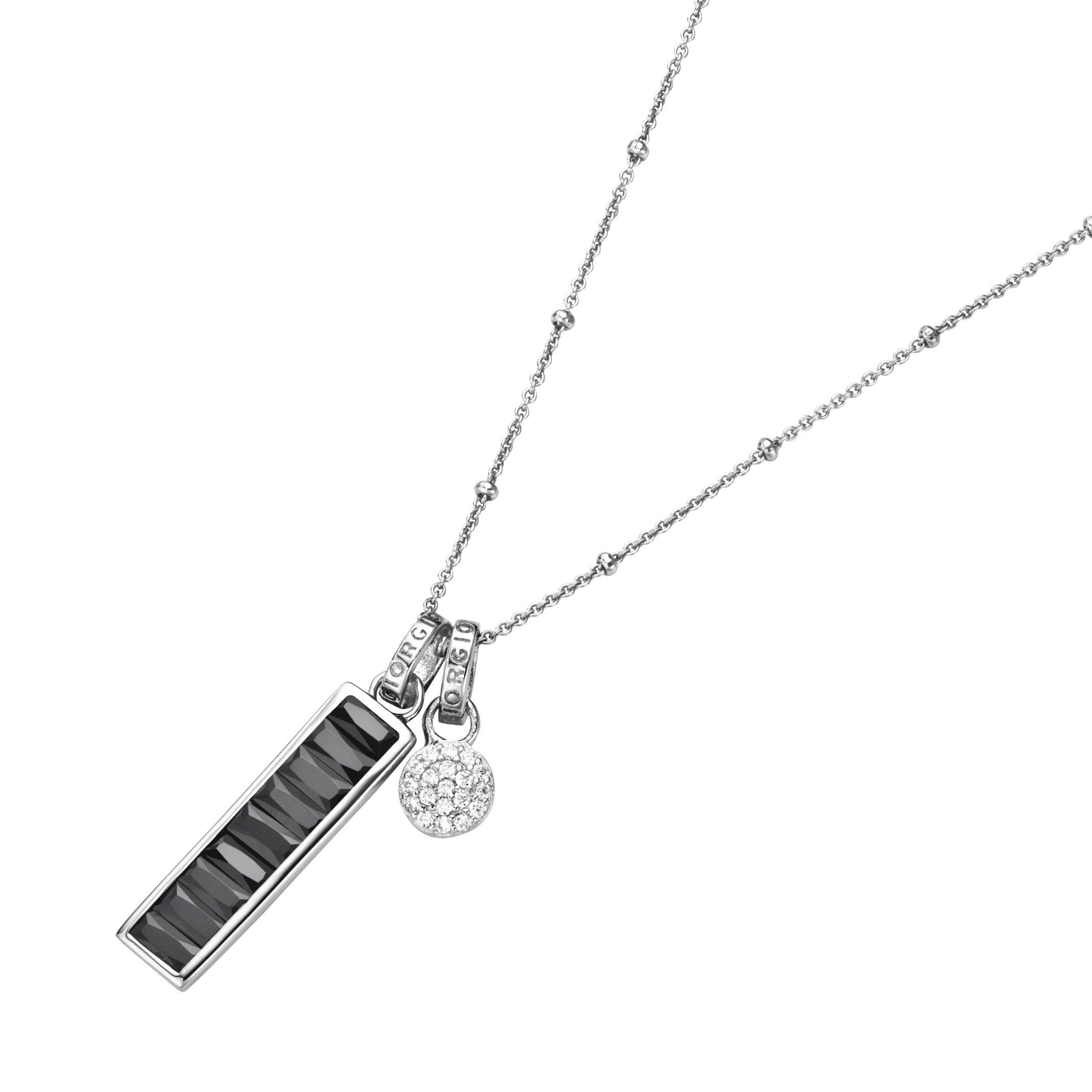 Kette mit Anhänger mit Anhänger 2-teilig, Zirkonia weiß und schwarz, Silber 925
