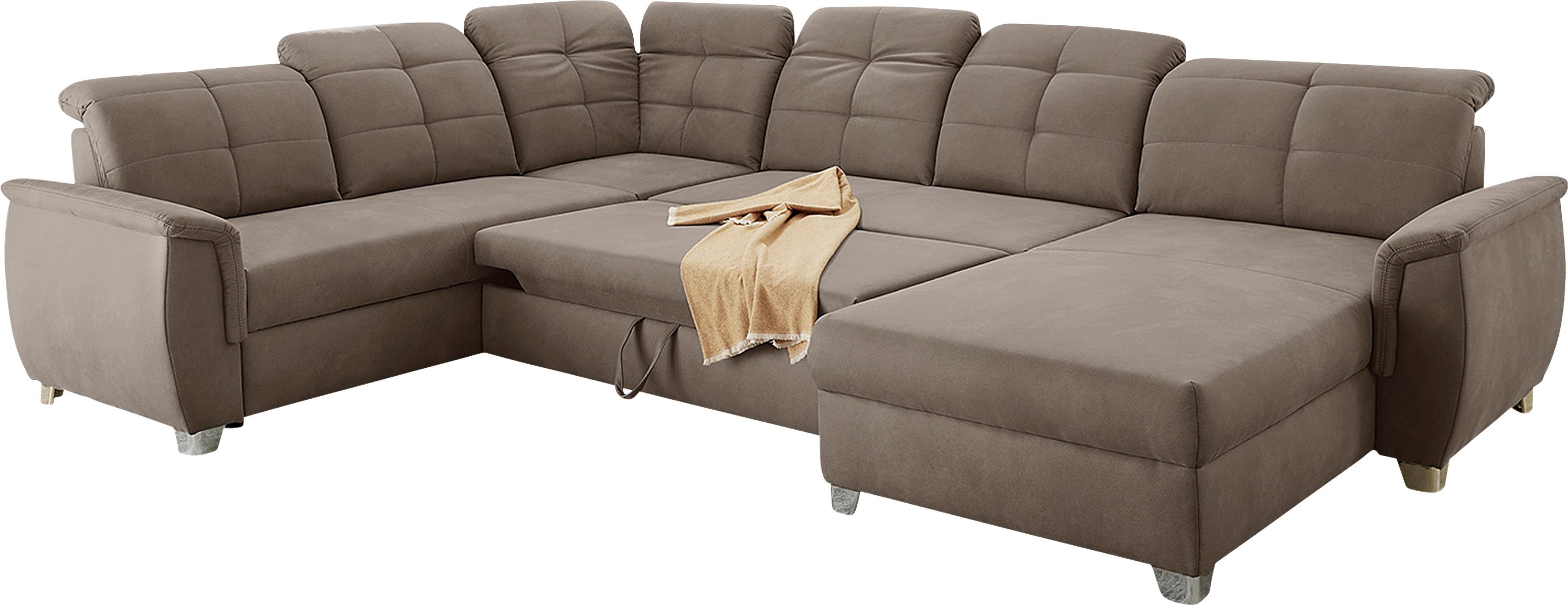 Jockenhöfer Gruppe Wohnlandschaft Livorno U-Form, B: 354 cm, mit Schlaffunktion, Bettkasten, Kopfteilverstellung & Zierkissen – Bild 5 von 5