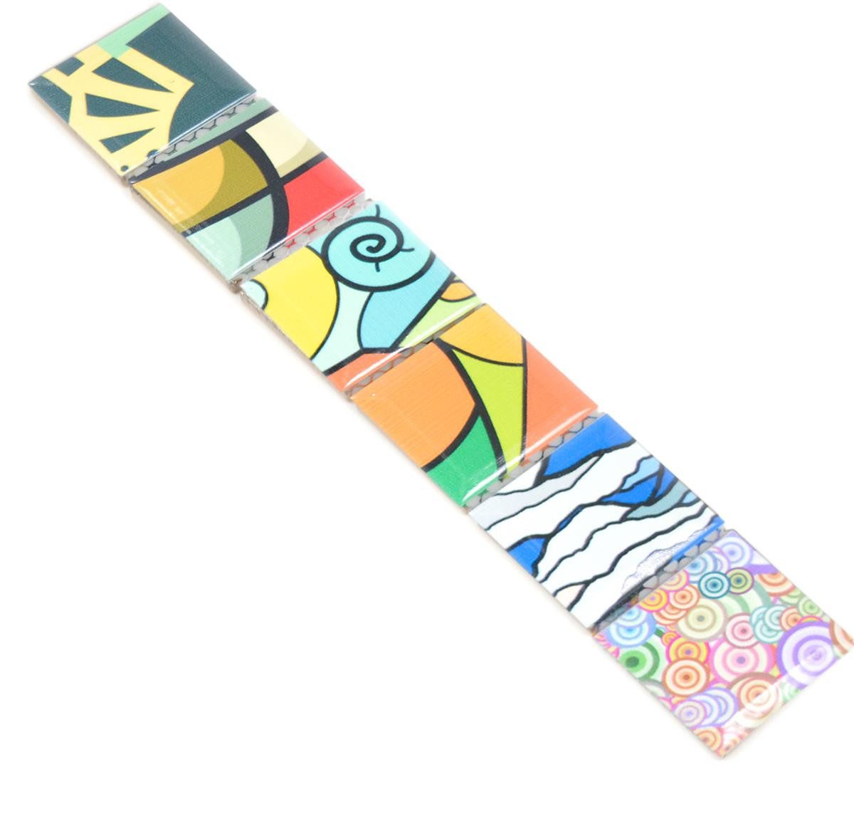 Mosafil Mosaikfliesen Keramik Fliesen Bordüre Sharon Retro Bunt, Keramik 28.800x4.500, bunt, Verlegefertig auf ein Netz geklebt - Frostsicher - Wasserfest