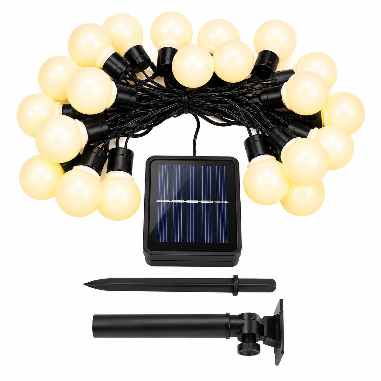 Lisabonde LED-Lichterkette Lichterkette Außen Solar LED Warmweiß 6.5m 30er Party Deko Balkon, Automatische Einschaltung bei Dämmerung