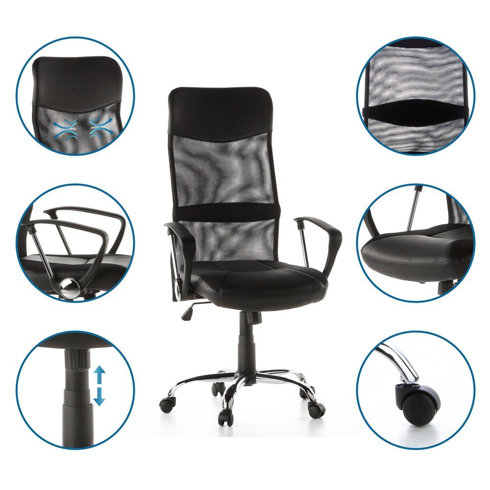hjh ergonomisch Bürostuhl Drehstuhl OFFICE Office Home STRYKA Kunstleder/Netzstoff, Chefsessel Chefsessel