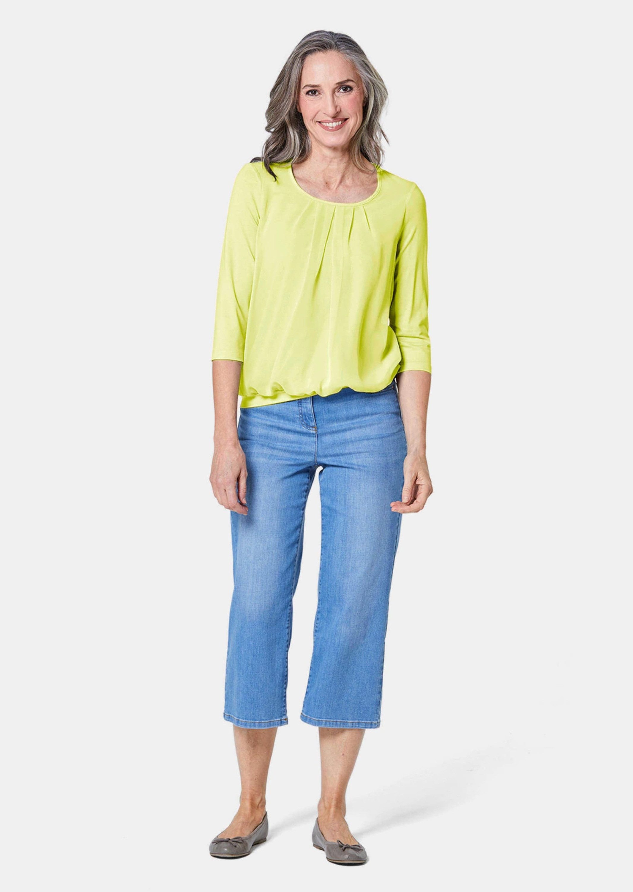 GOLDNER Shirtbluse Chiffon-Shirt mit 3/4-Arm, Rundhals Damen Sommerbluse, H günstig online kaufen