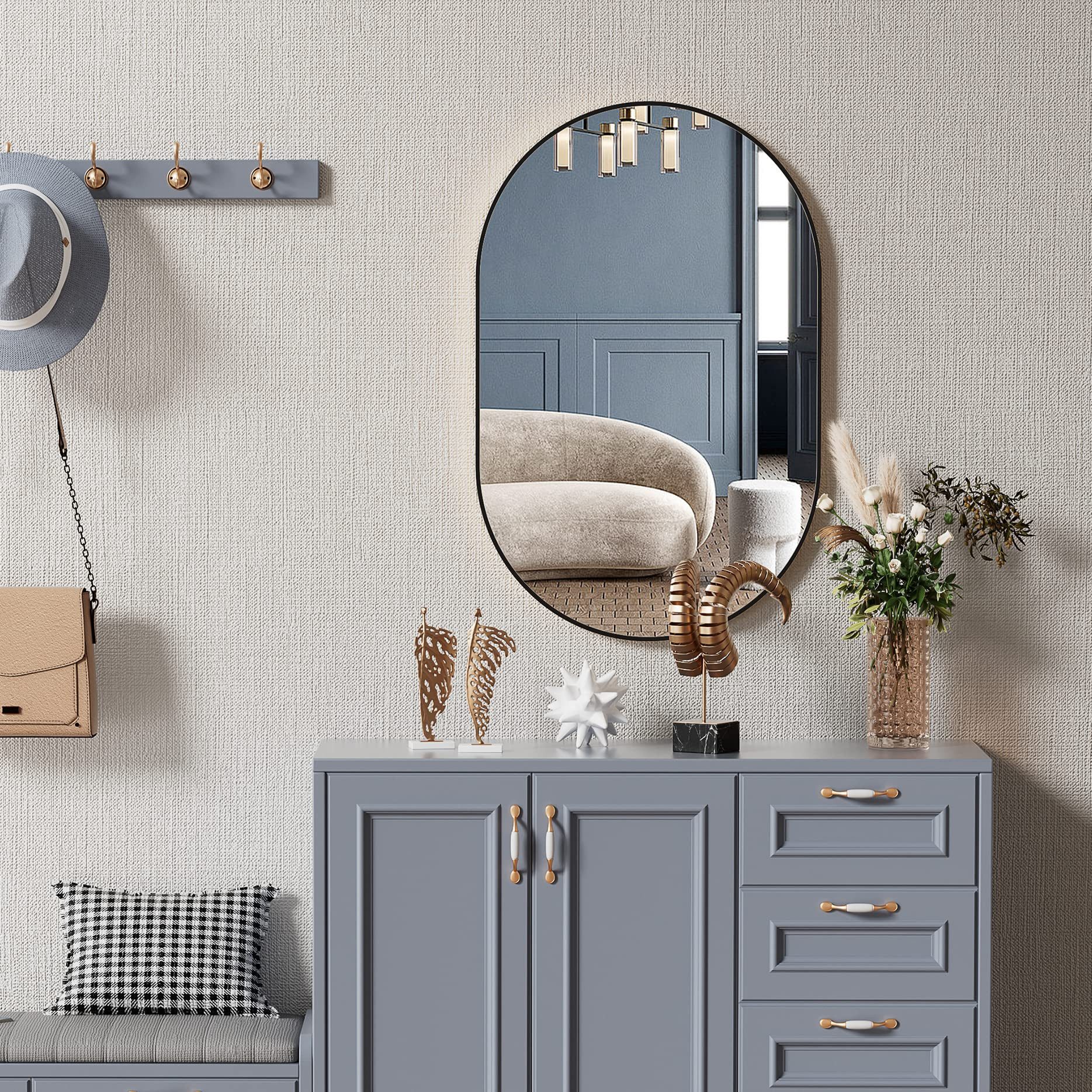 Home Collective Wandspiegel Ovaler Spiegel mit Aluminiumrahmen, 4mm Wasserd günstig online kaufen