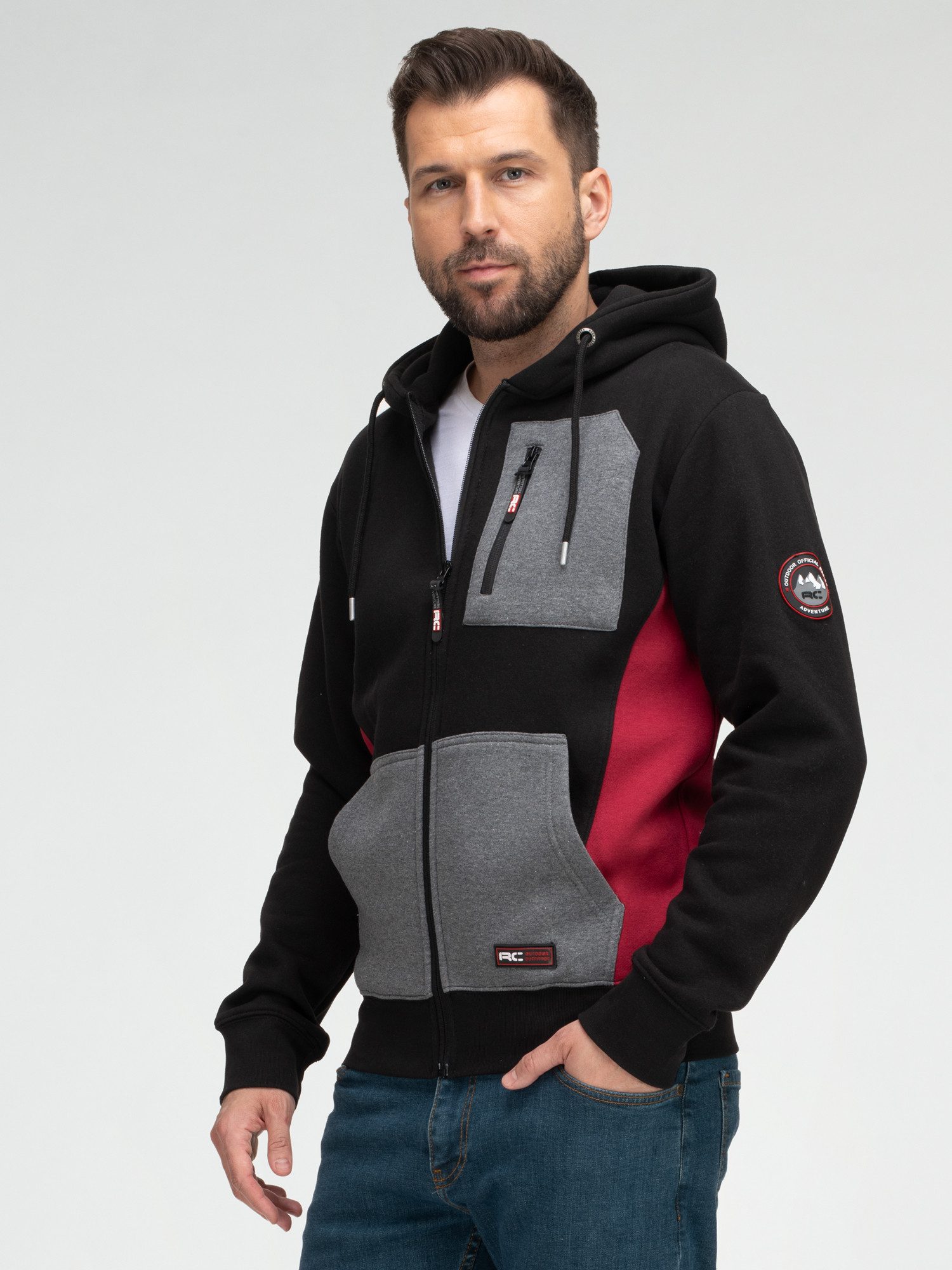 Rock Creek Kapuzenpullover Herren Hoodie Sweatjacke mit Kapuze H-411 Stehkragen – Bild 5 von 5