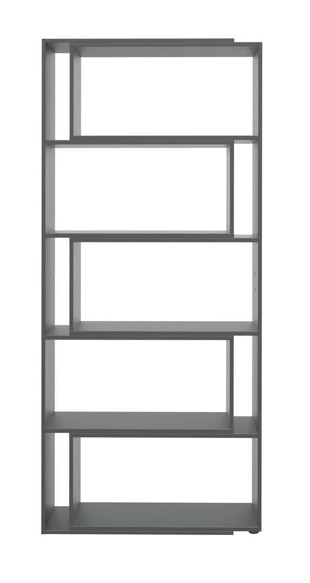 möbelando Anbauregal 859 home.office by rb, mit 5 Ordnerhöhen in Anthrazit zur Verwendung zwischen Korpusteilen, als Wandabschluss oder als Eckregal