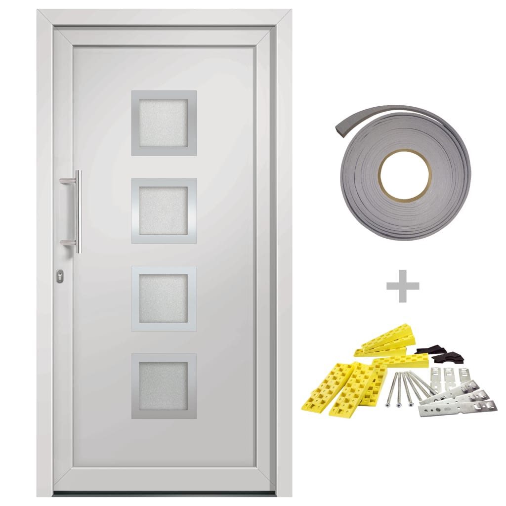 vidaXL Haustür Haustür Weiß 98x190 cm Eingangstür Außentür Glas-Element Linkshändig