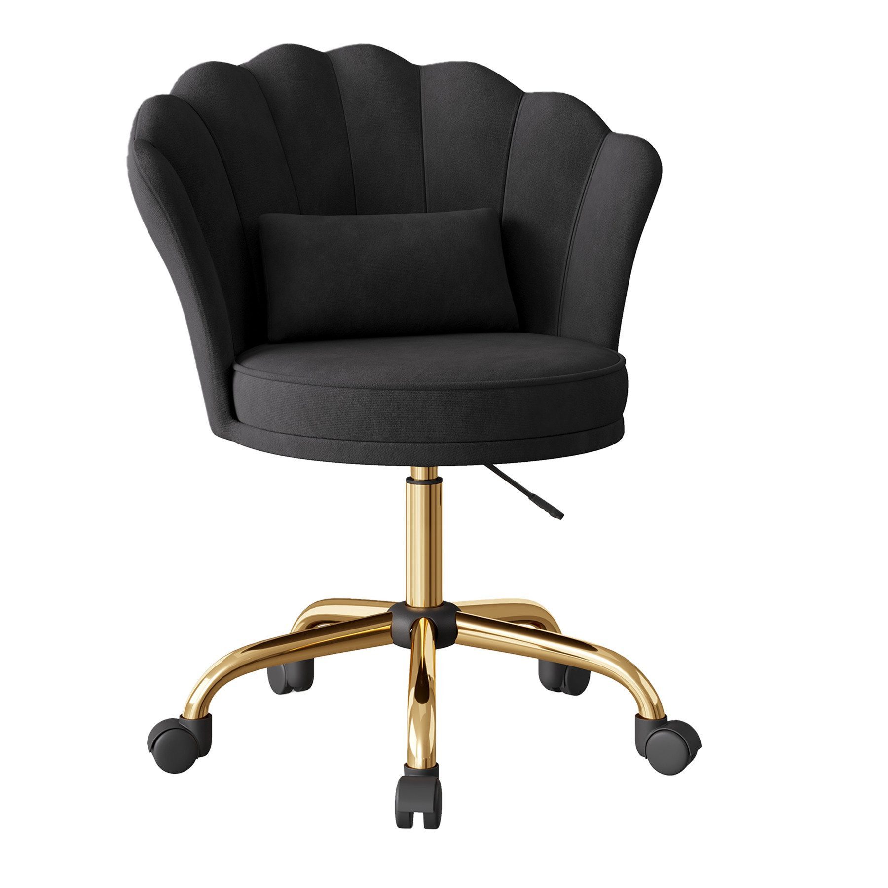 HawthyHome Bürostuhl Schreibtischstuhl mit Blütenrückenlehne, drehbar und höhenverstellbar (1 St), Samtbezug mit Kopfkissen, ergonomischer Stuhl – Bild 3 von 5