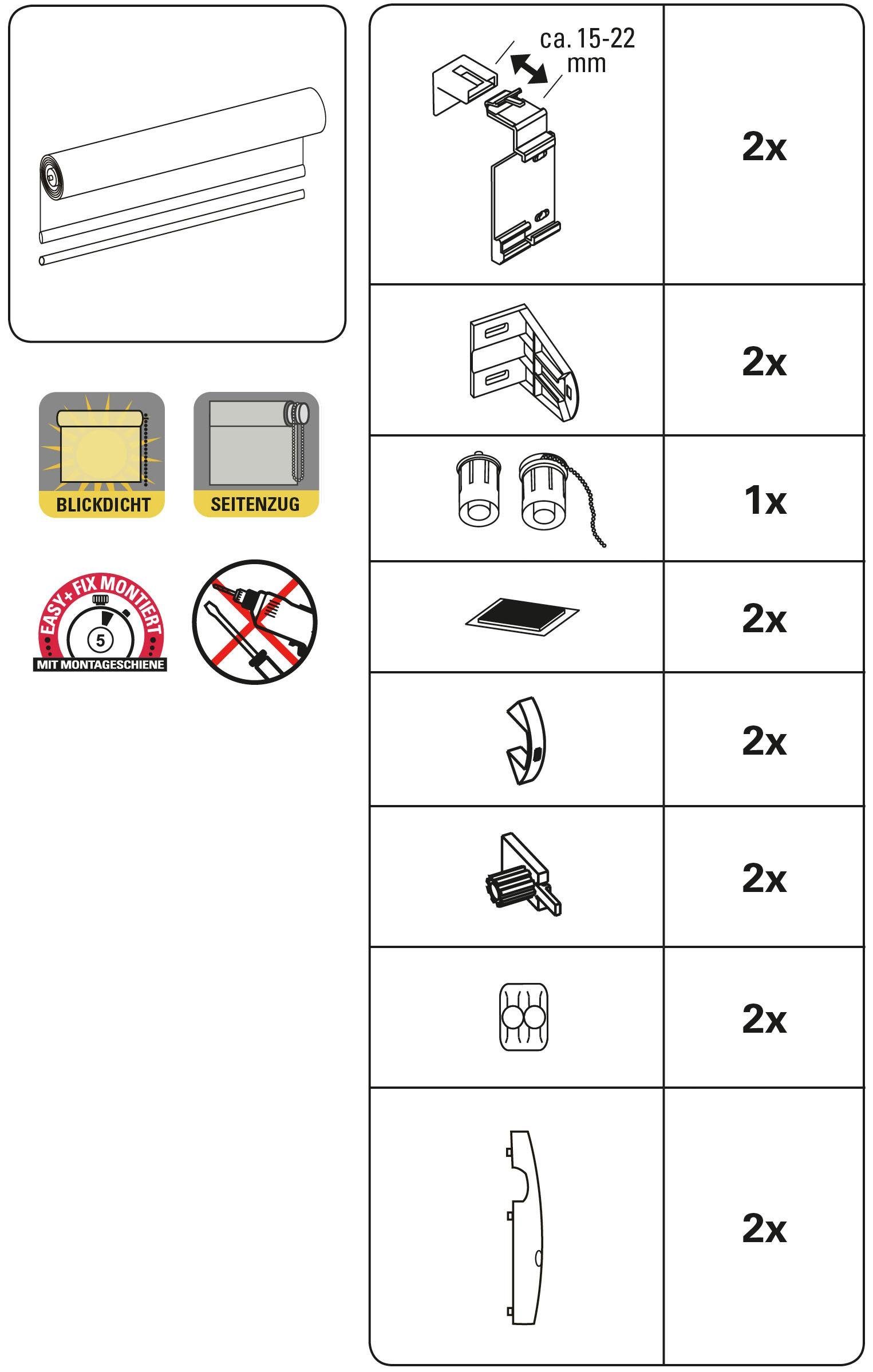 mit weiß Scandinavian EASYFIX Seitenzugrollo Bohren, Klemmfix, ohne Rollo, GARDINIA, blickdicht, Motiv