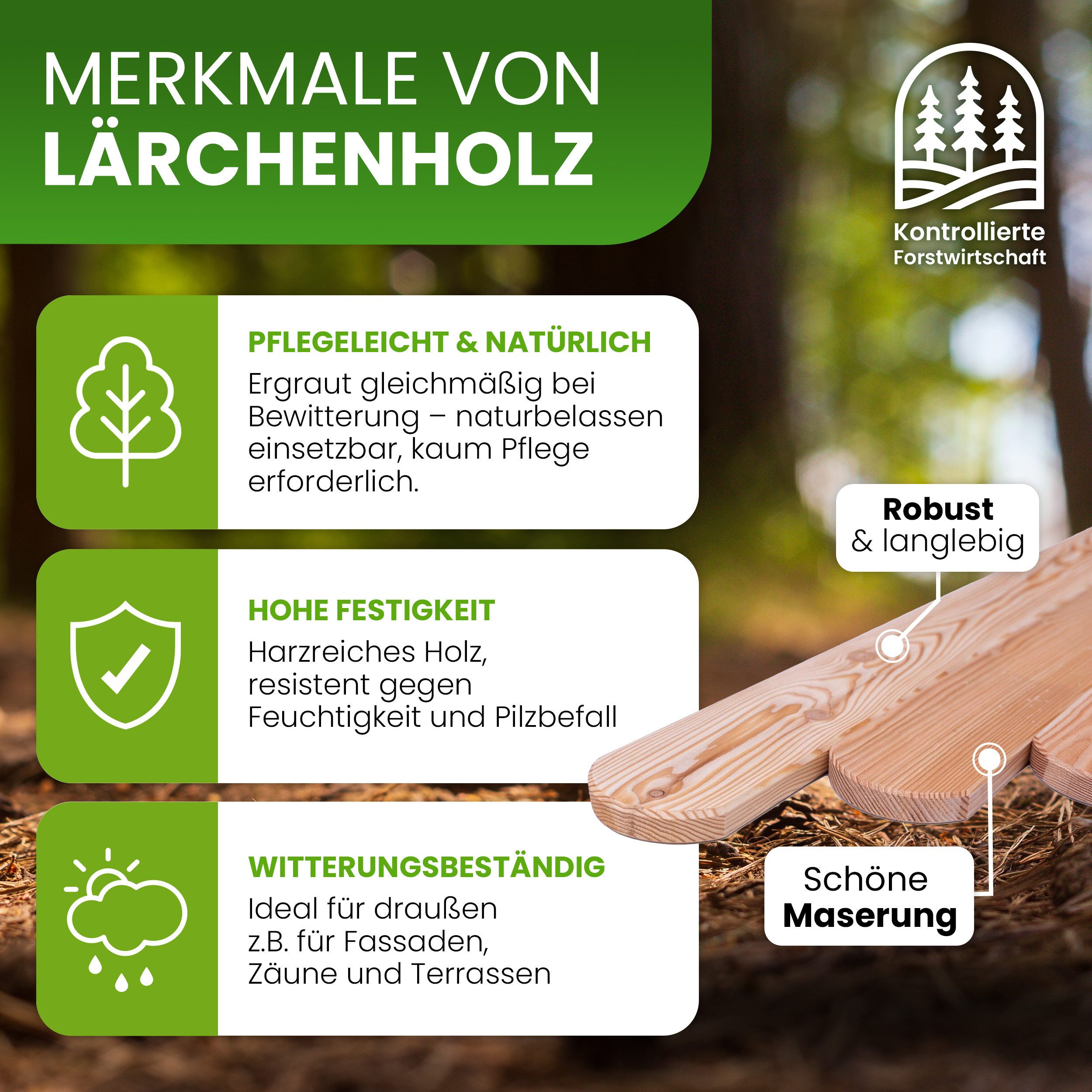 Gartenpirat Gartenzaun aus Zaunlatten und Querriegel in Lärche, Einfache Montage