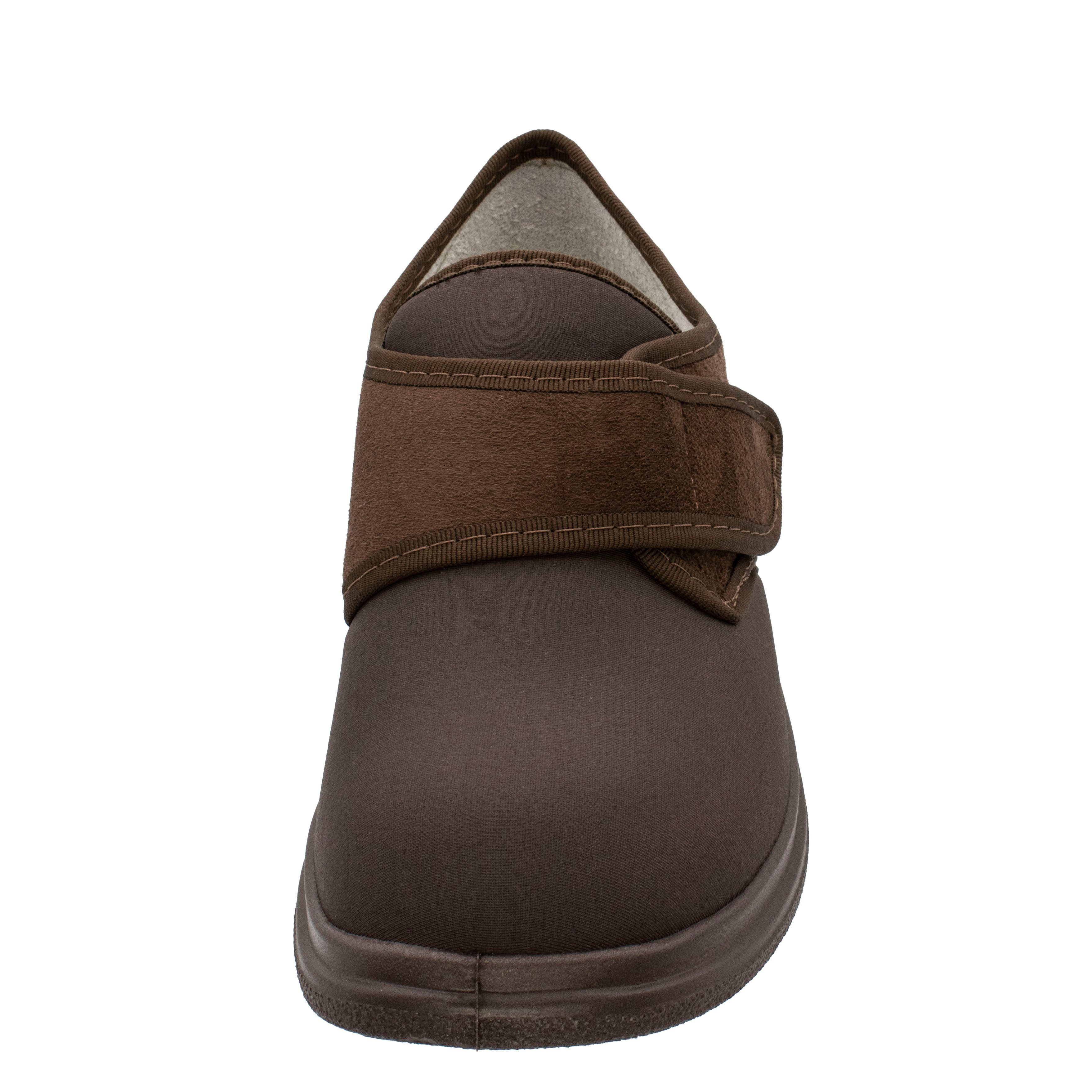 Fischer-Markenschuh Ortho Hausschuh aus Velour mit Stretchmaterial, Weite K, Klettverschluss – Bild 4 von 5