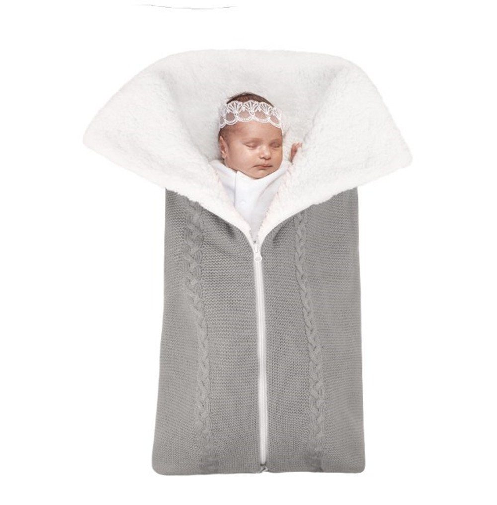 XDeer Babyschlafsack Baby Schlafsack Decke Baumwollflaum Wickelwickel, Blanket,Warmer Schlafsack für mit für Wickeldecke Babys gray Kinderwagen