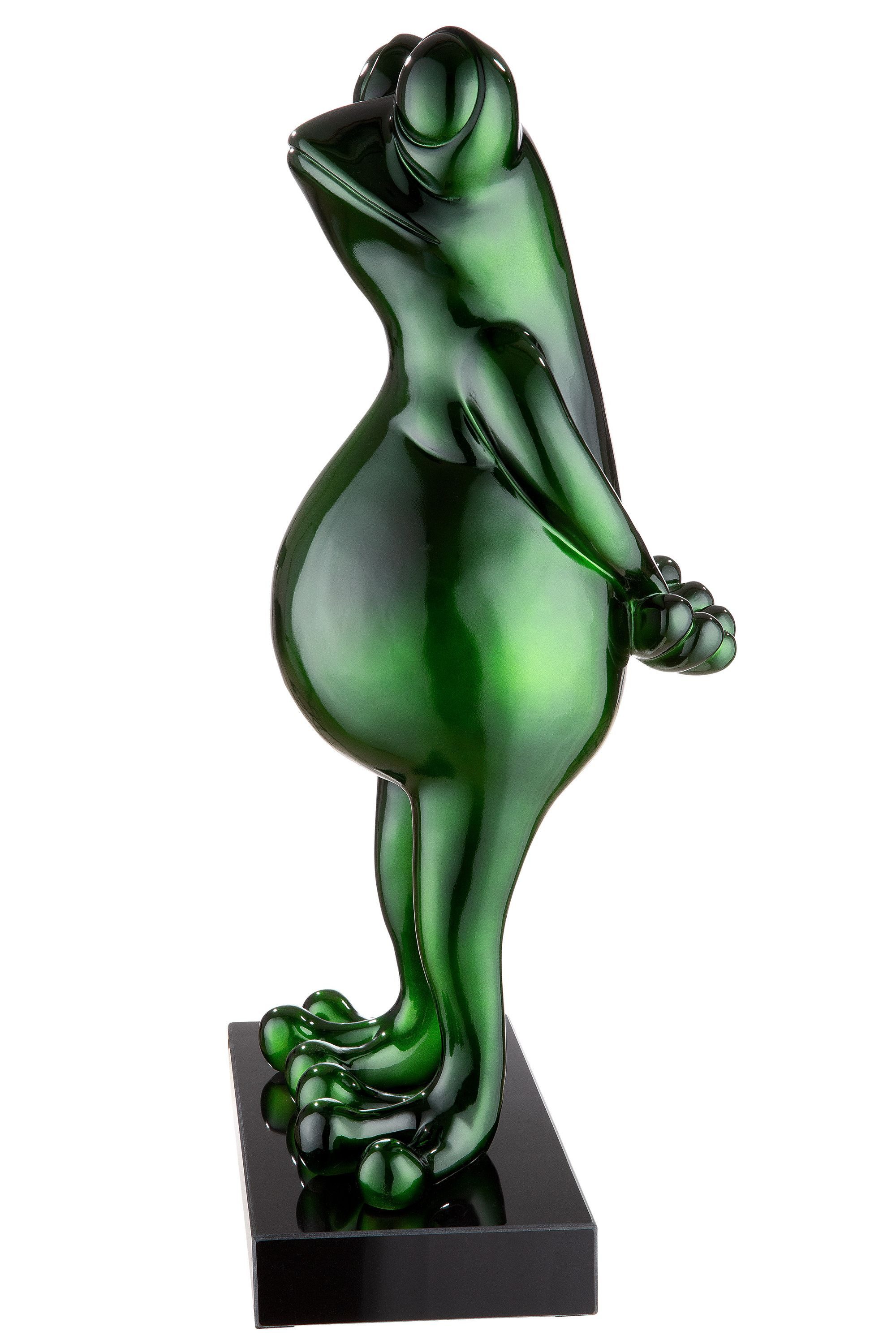 GILDE Skulptur FROG Skulptur - grün - Kunstharz, Marmor - H. 68cm x B. 32cm - Figur (1 Stück), Große Frosch Dekoskulptur - Einzigartige Figur für Ihr Zuhause – Bild 3 von 3