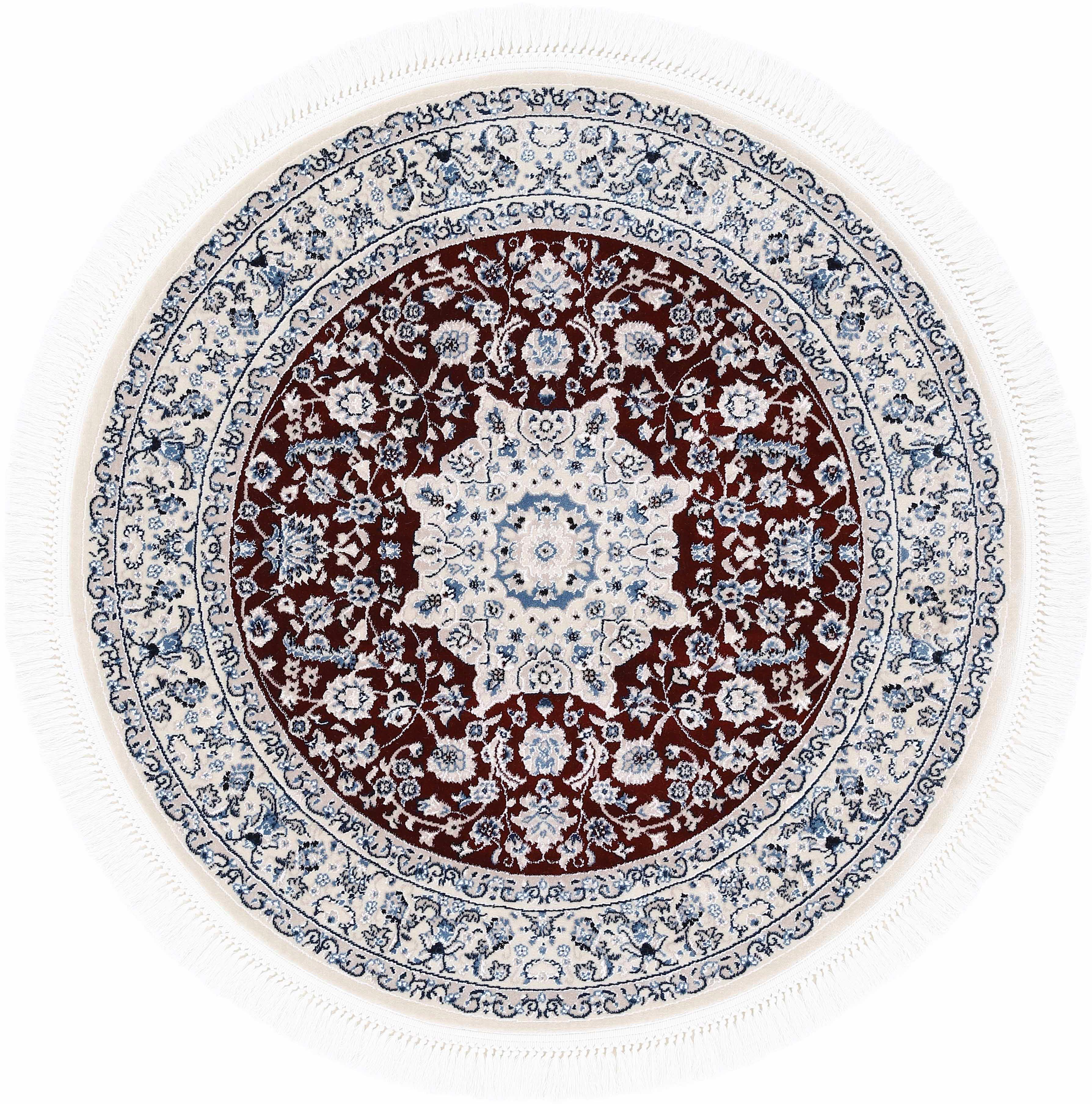 Teppich Nain Diane, carpetfine, rund, Höhe: 8 mm, Kurzflorteppich, Orient Look rot | Kurzflor-Teppiche