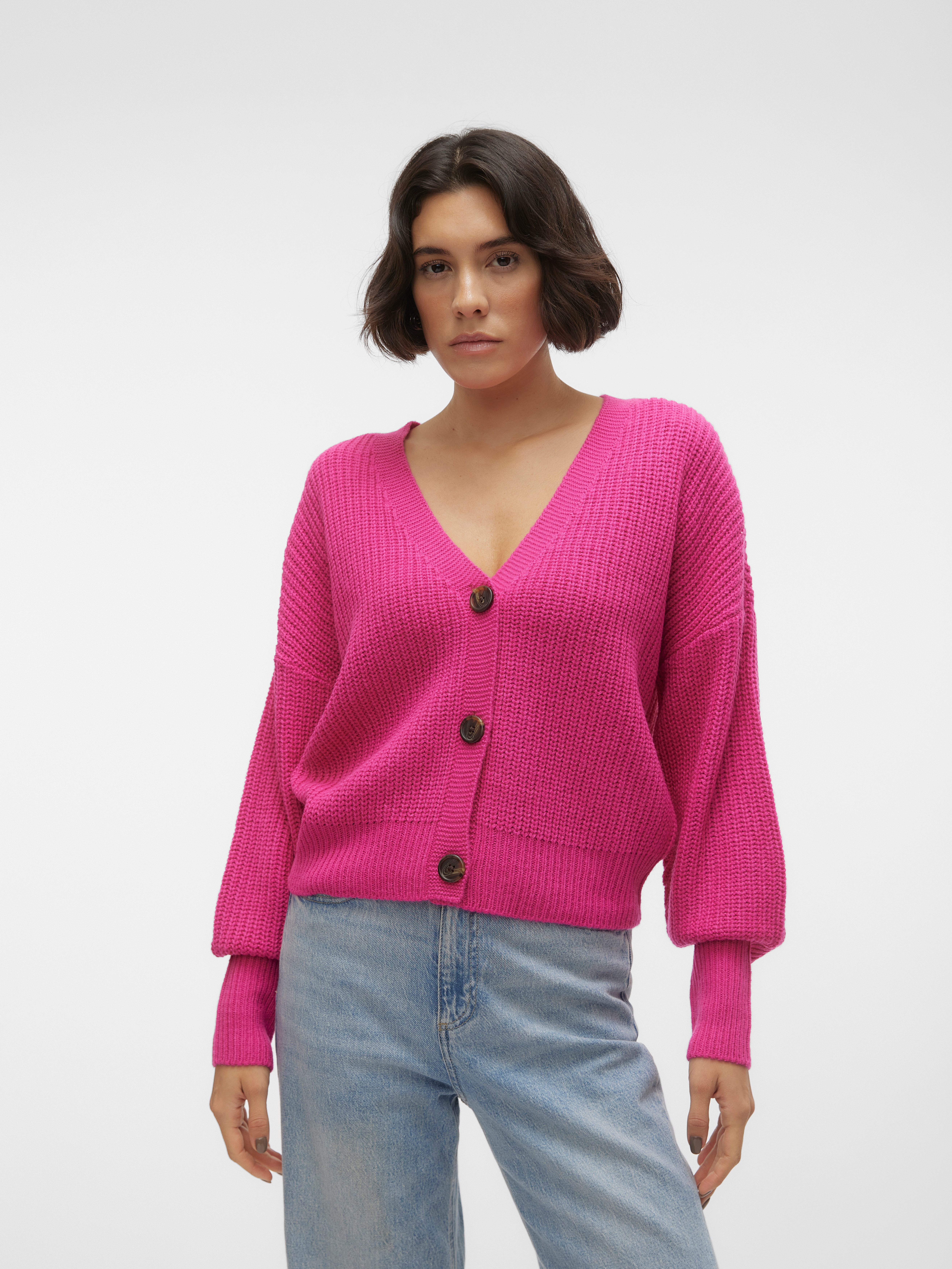 Vero Moda Strickjacke VMLEA LS V-NECK CUFF CARDIGAN NOOS Rippstrick