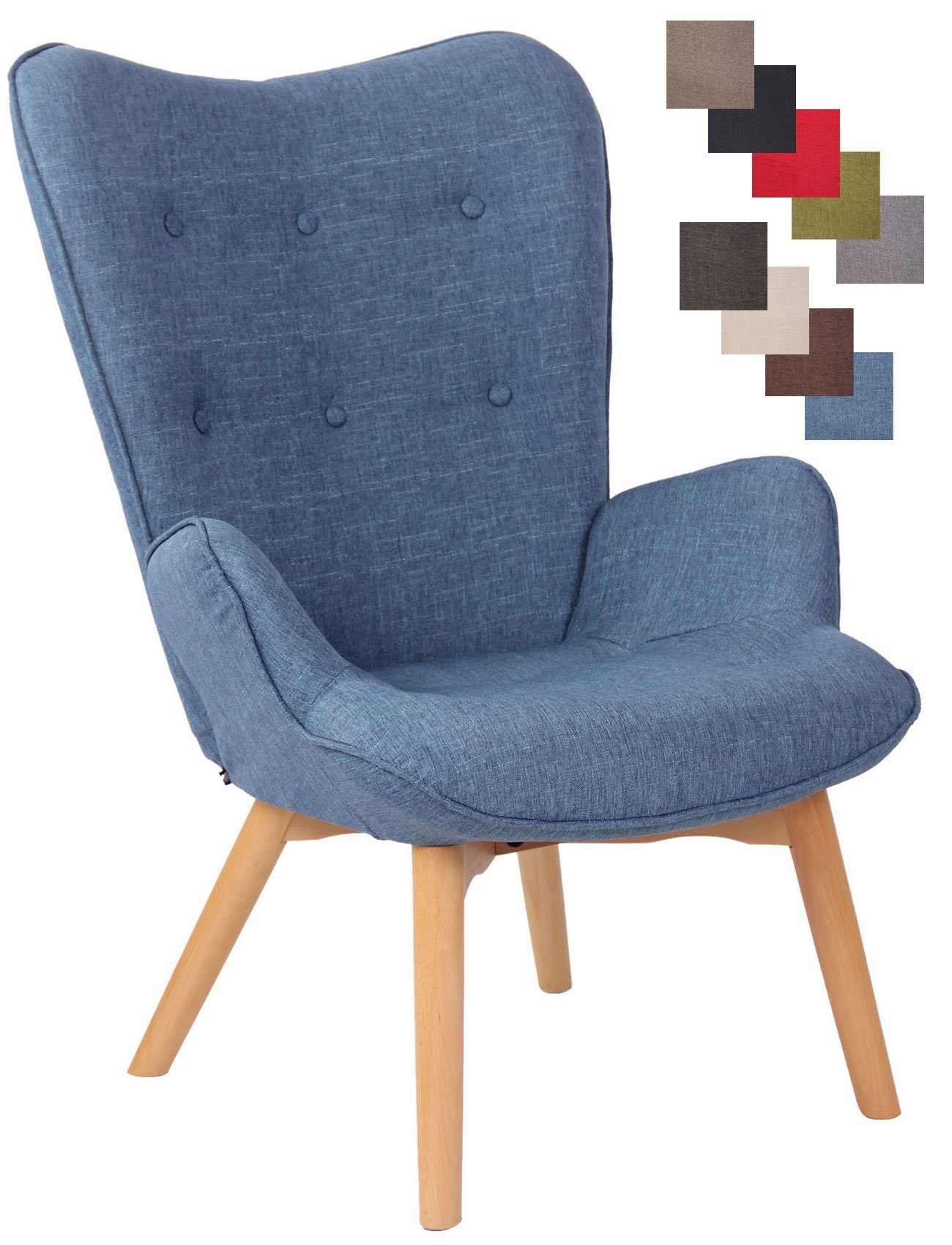 CLP Loungesessel Durham Stoff, mit Buchenholz Gestell