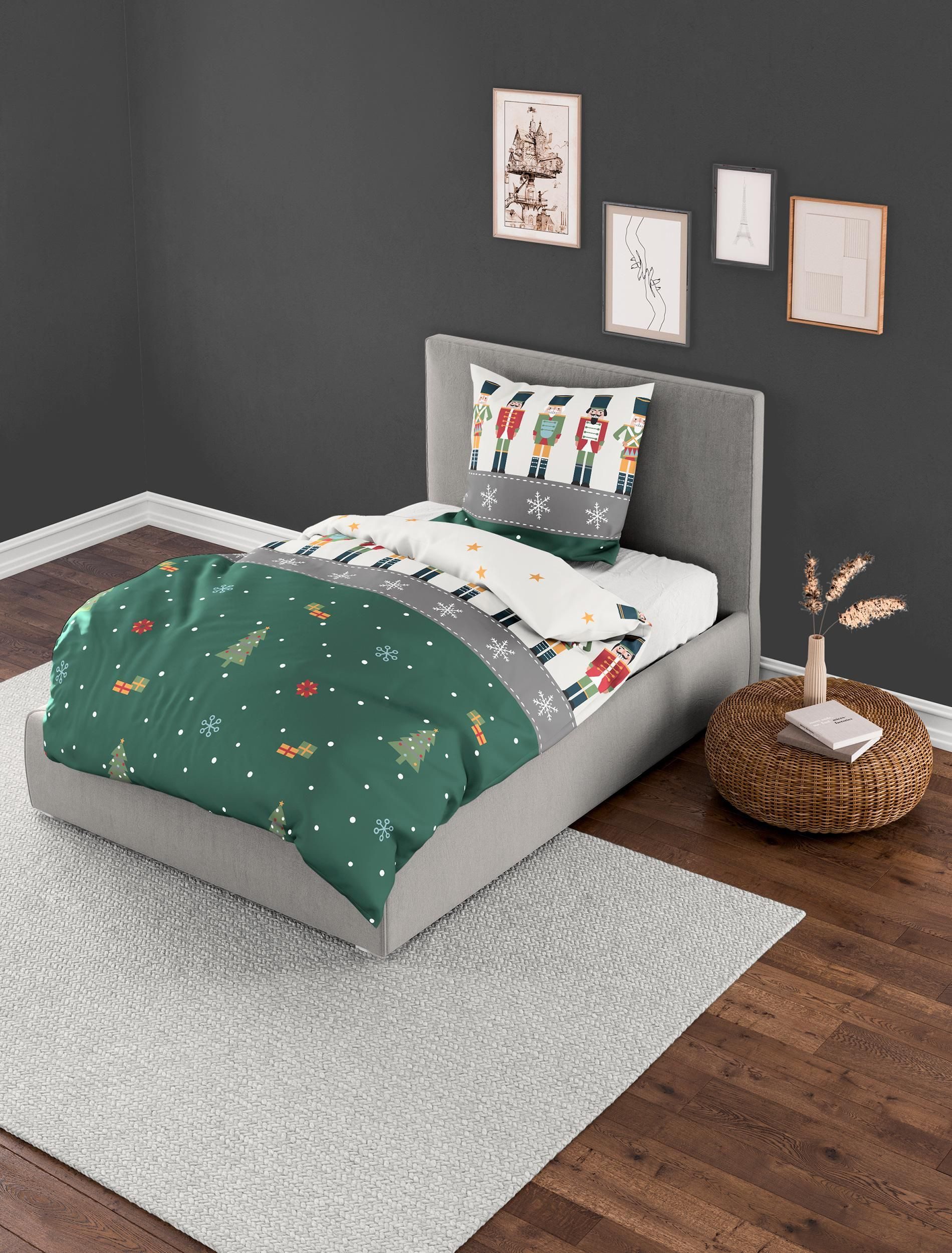 BIERBAUM Bettwäsche BIERBAUM Bettwäsche NUSSKNACKER Biber BL 135x200 cm grü günstig online kaufen