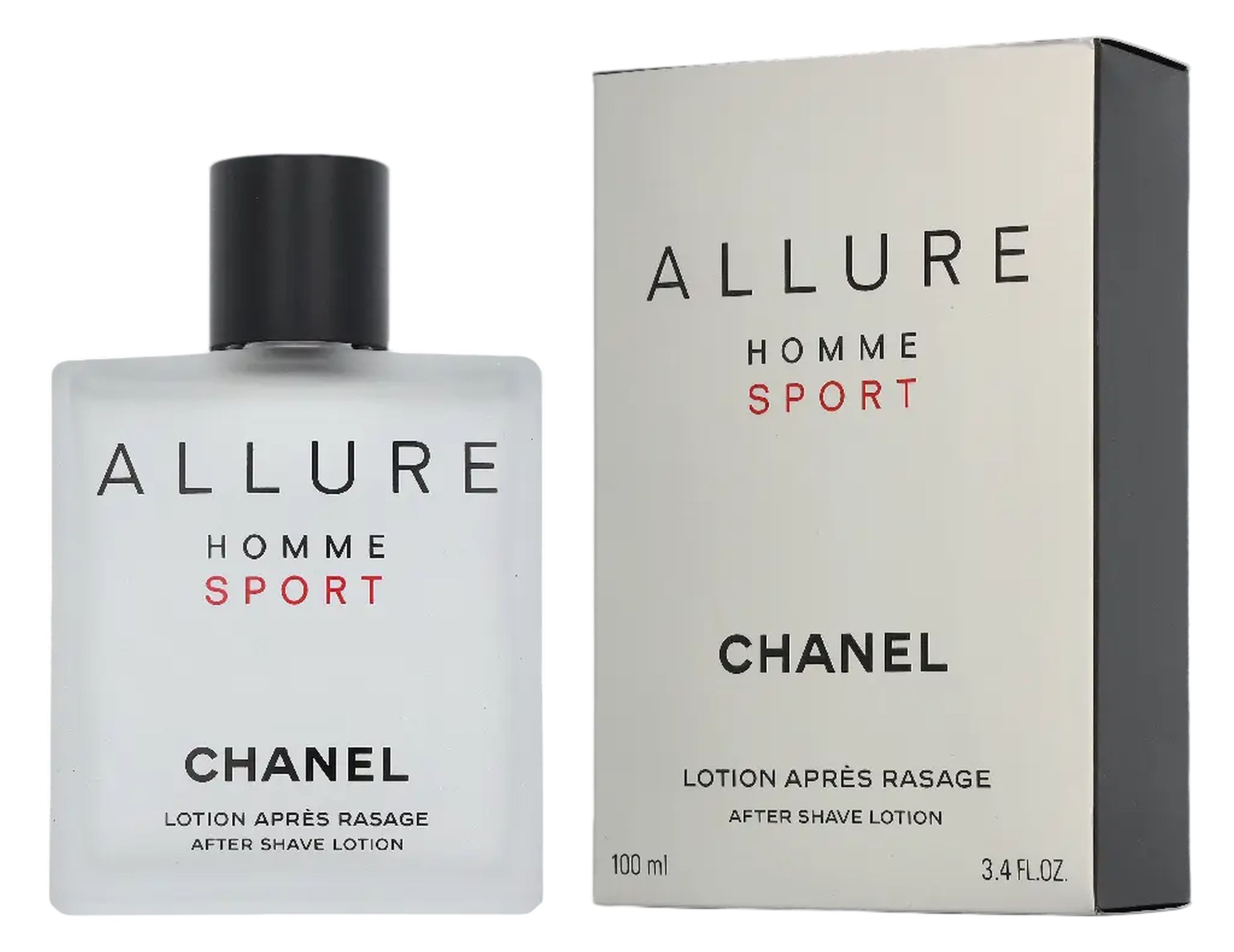CHANEL After Shave Lotion Allure Homme Sport Herren, Frisch-holziger Duft mit Orange, Neroli und Zedernholz