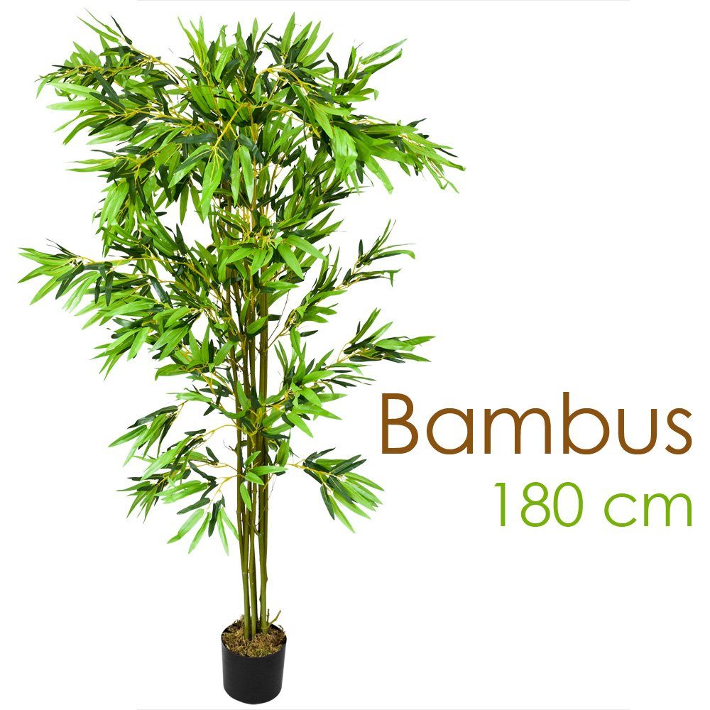 Kunstpflanze Bambus Kunstpflanze Künstliche Pflanze 180cm Decovego, Decovego