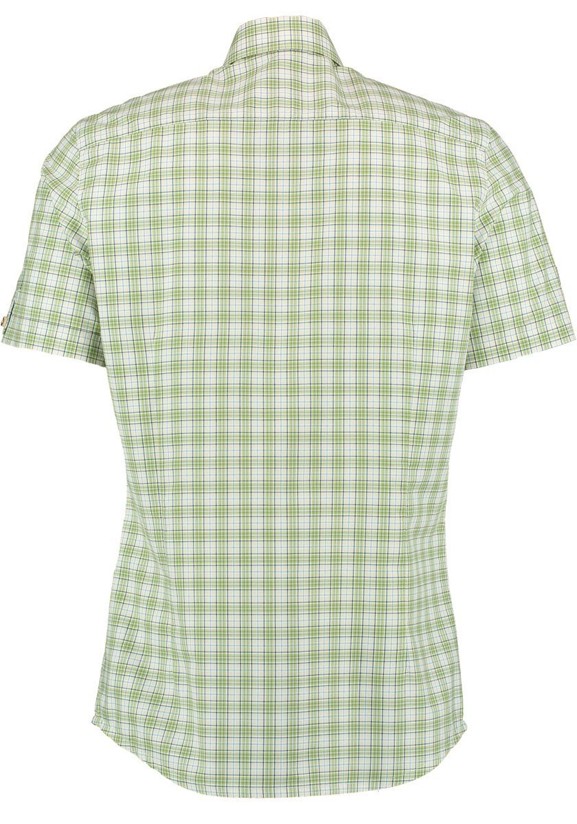OS-Trachten Trachtenhemd Tesiza der mit Kurzarmhemd Stickerei auf Knopfleiste Herren
