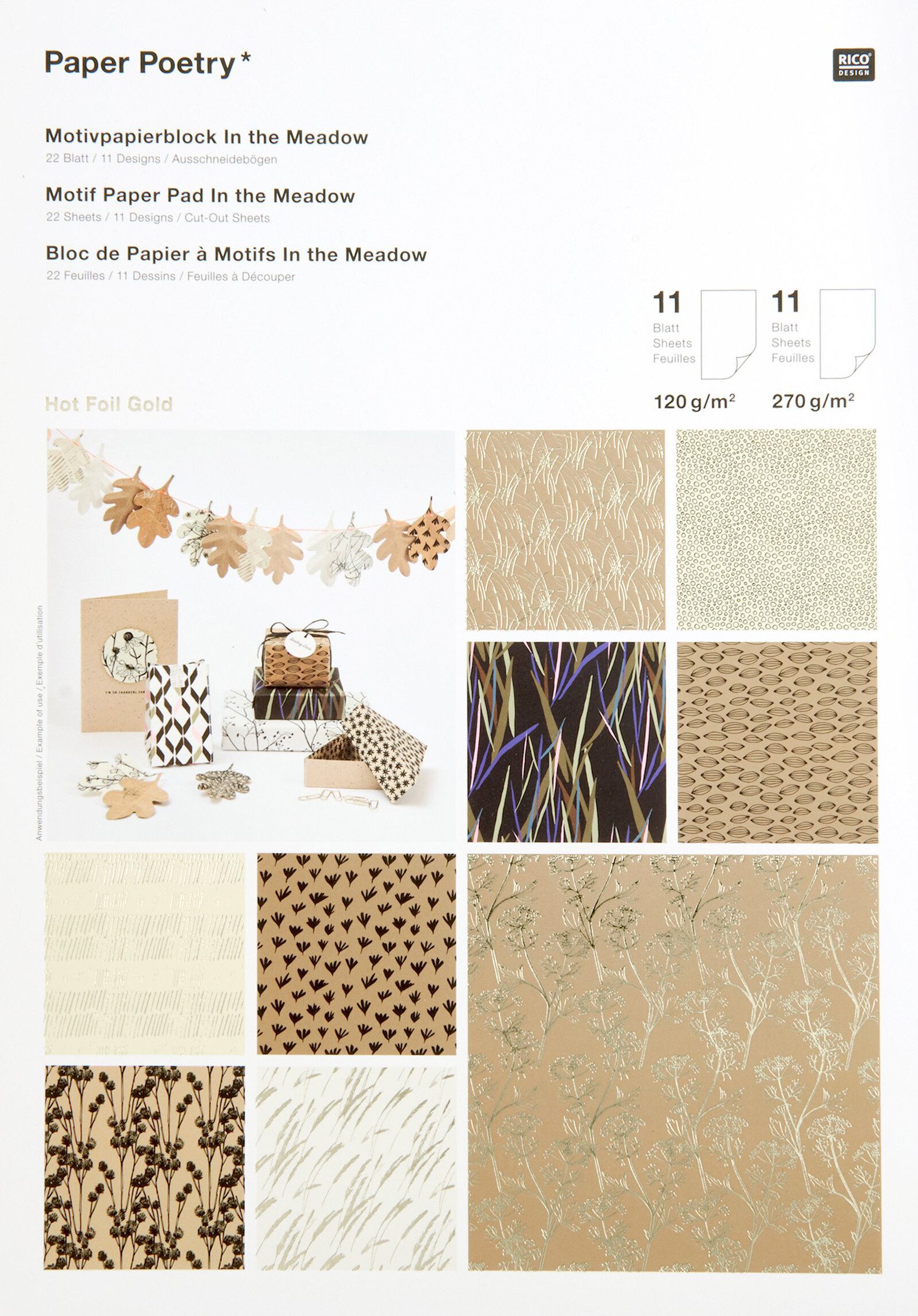 Rico Design Motivpapier Motivblock In the Meadow, 22 Blatt