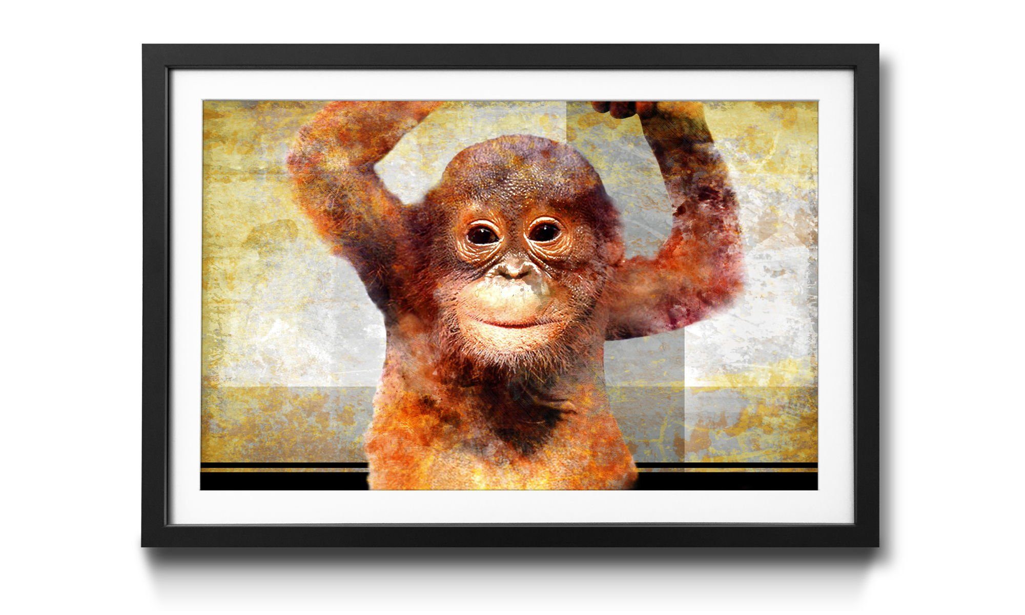 Orange Kunstdruck Wandbild, Baby, Baby, WandbilderXXL Orang Utan in 4 erhältlich Größen