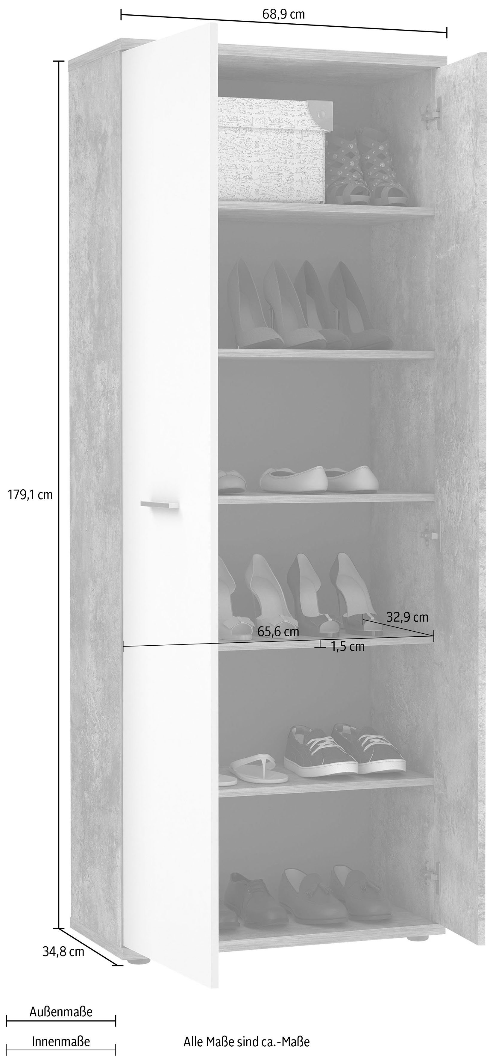 FORTE Schuhschrank Netty Höhe ca, 179 cm