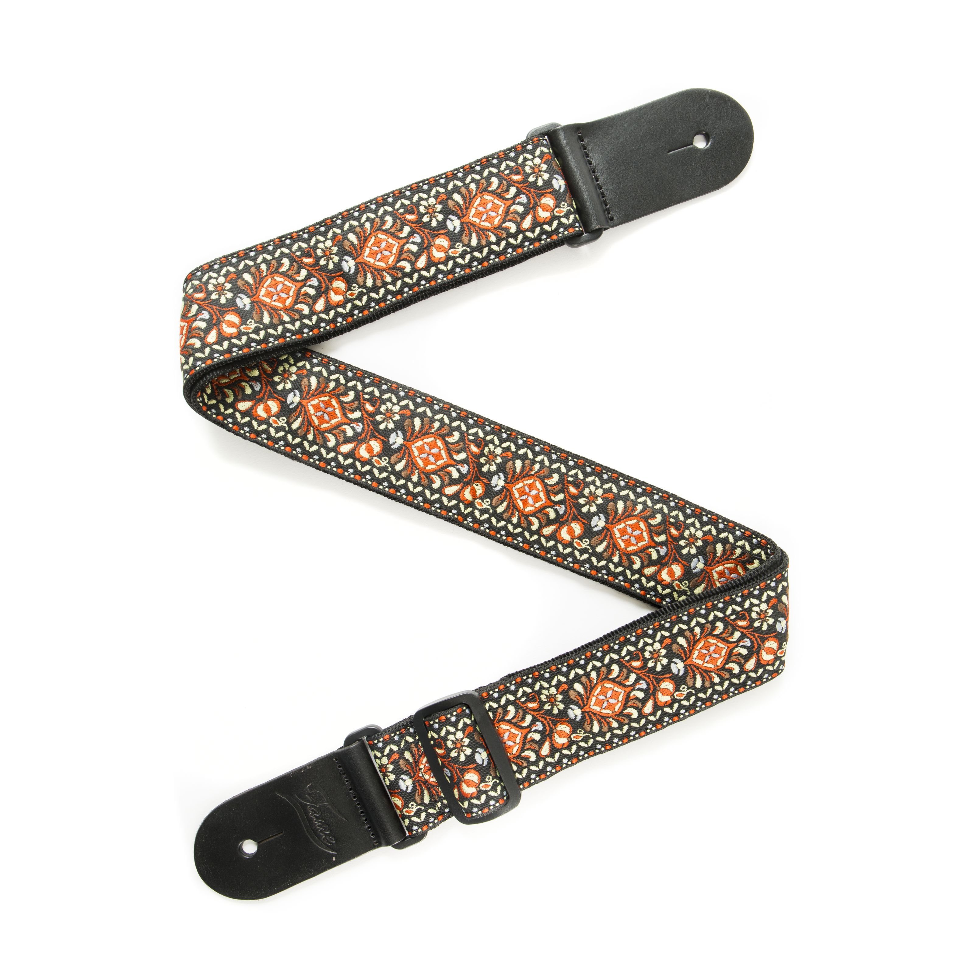 FAME Gitarrengurt, Weave Series, Jacquard Pattern, Red/Orange