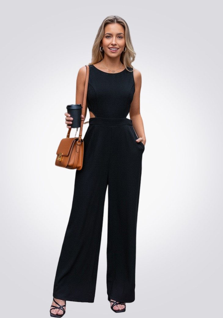 Cupshe Jumpsuit Aermelloser Jumpsuit mit Cutout Taille und Weitem Bein