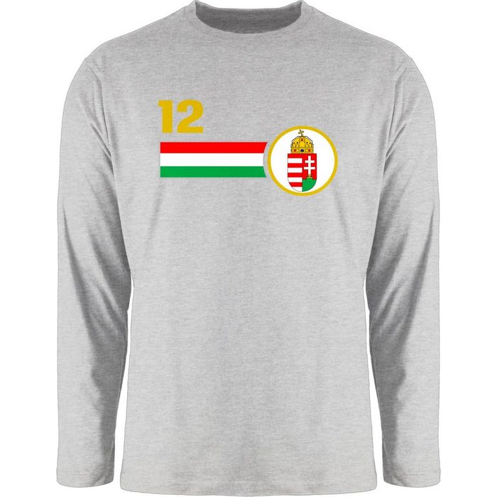 Shirtracer Rundhalsshirt 12. Mann Ungarn Mannschaft - Fussball EM 2024 - Herren Langarmshirt ungarn fanartikel