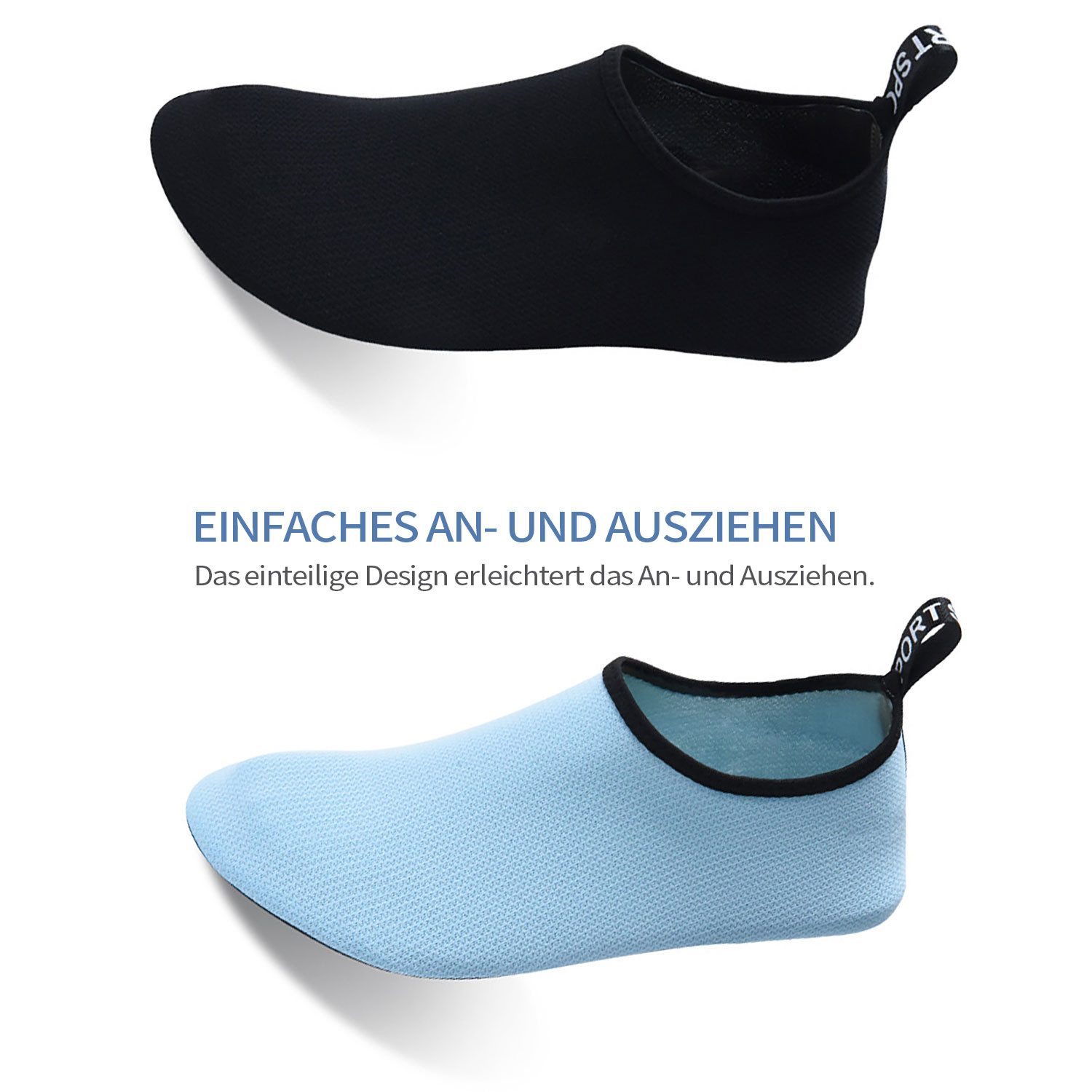 Refttenw Rutschfest Barfußschuhe Leichte Schnell Trocknend Badeschuh, Gr 34-47 Wasserschuh zum Schlupfen