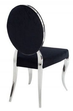 Casa Padrino Esszimmerstuhl Designer Esszimmer Stuhl Schwarz / Silber ohne Armlehne - Designer Stuhl